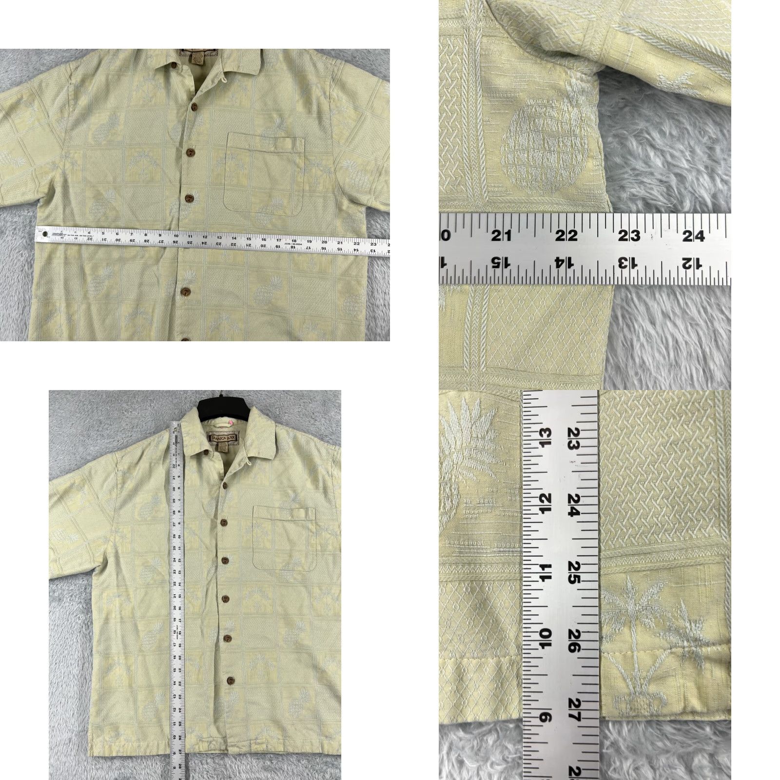 Vintage VINTAGE Jamaica Jaxx Shirt Men Medium Yellow Pineapple Palm Tree Tile Pattern Silk READ Size US M / EU 48-50 / 2 - 8 Thumbnail