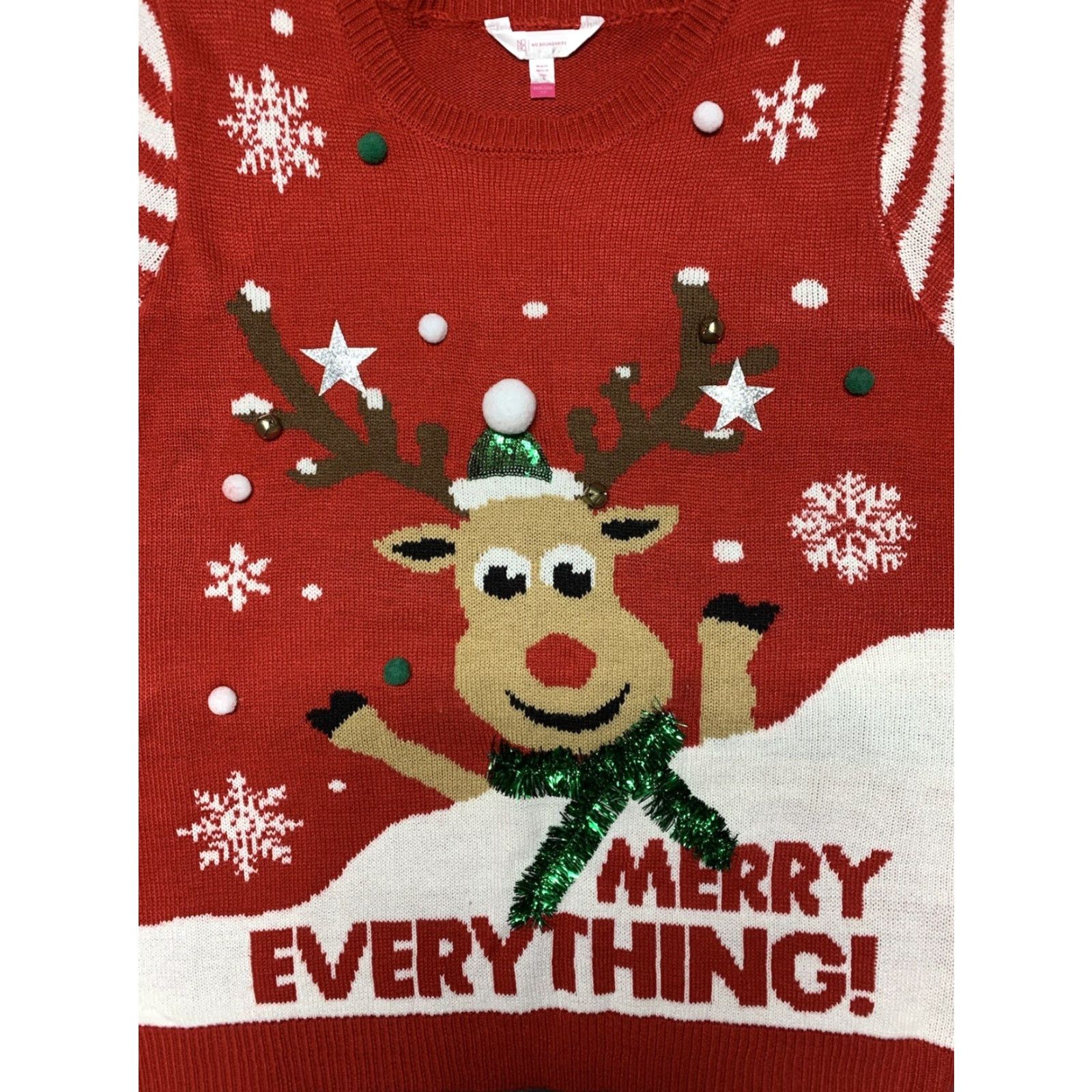 Vintage VINTAGE Christmas Sweater Woman’s XXXL Reindeer Jingle Bells Red White 3D Festive Fun Size XXL / US 16-18 / IT 52-54 - 2 Thumbnail