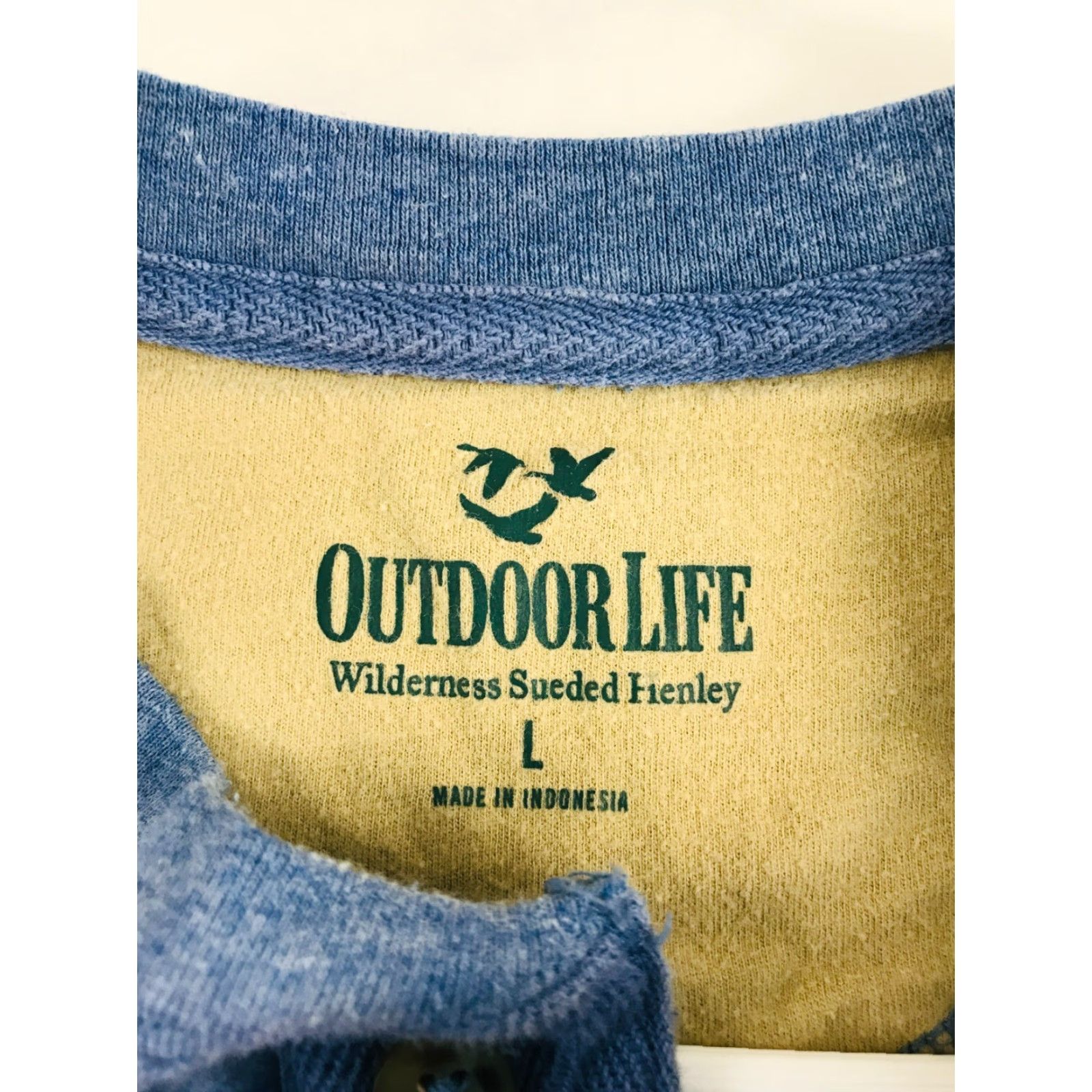 Vintage Outdoor Life T-Shirt Women's Size Large Heather Blue Sueded Henley Tee Short Slv Size L / US 10 / IT 46 - 5 Thumbnail