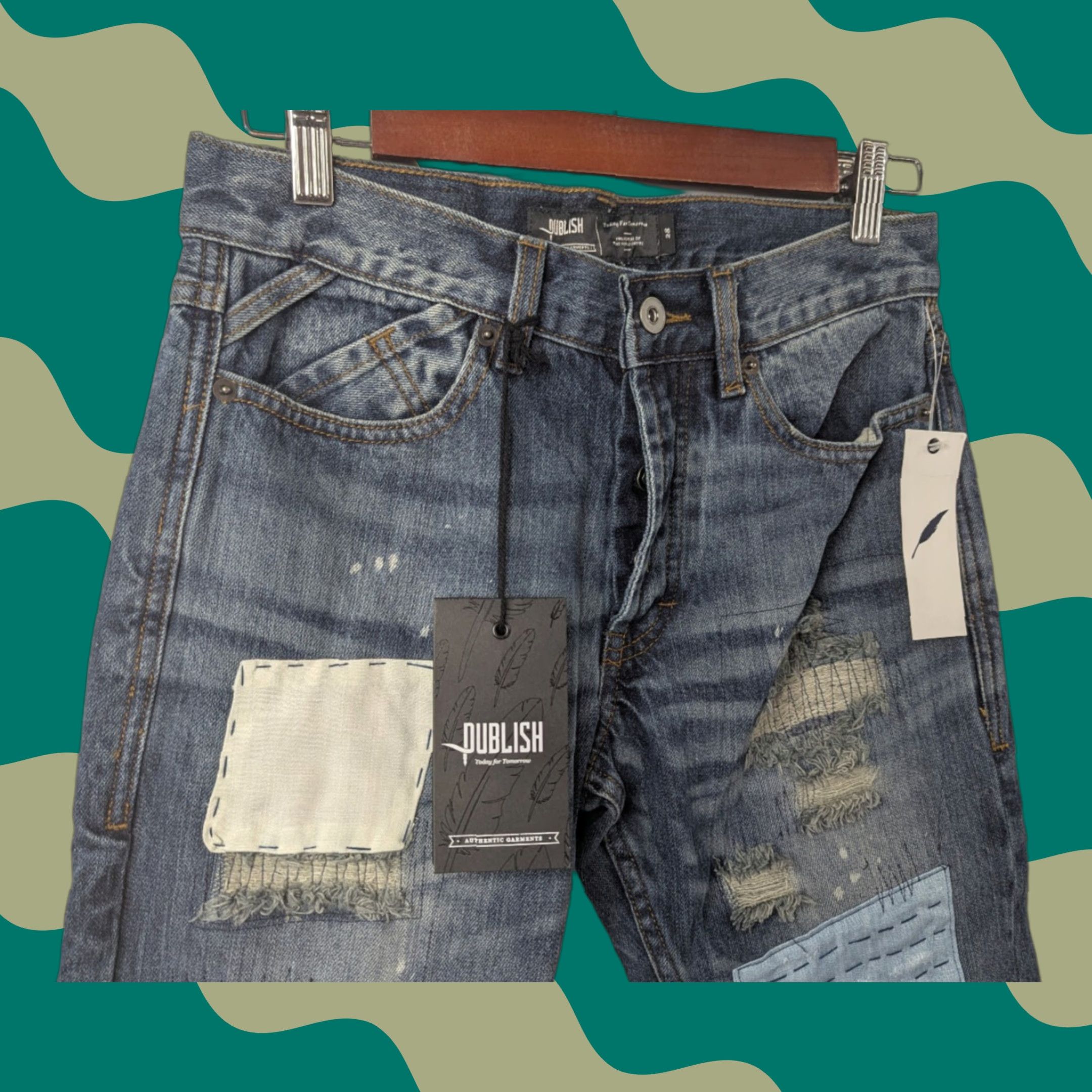 J Brand Publish Brand Jeans Men Snyder Denim Paint Distressed Patchwork Size 28 Blue 31in Inseam (NWT) Regular Straightbox Size US 28 / EU 44 - 1 Thumbnail