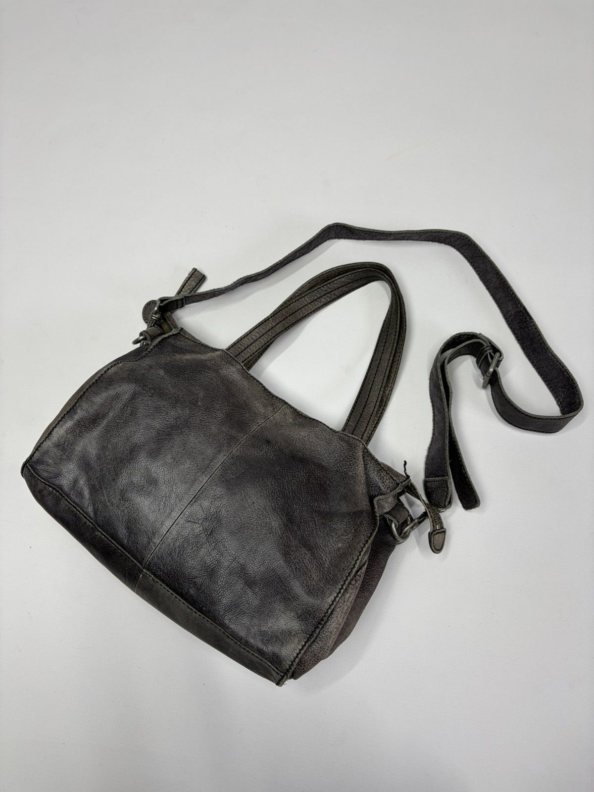 KMRii Oversized Artisan Gray Leather Shoulder Bag Rick Owens Vibe Size ONE SIZE - 11 Thumbnail