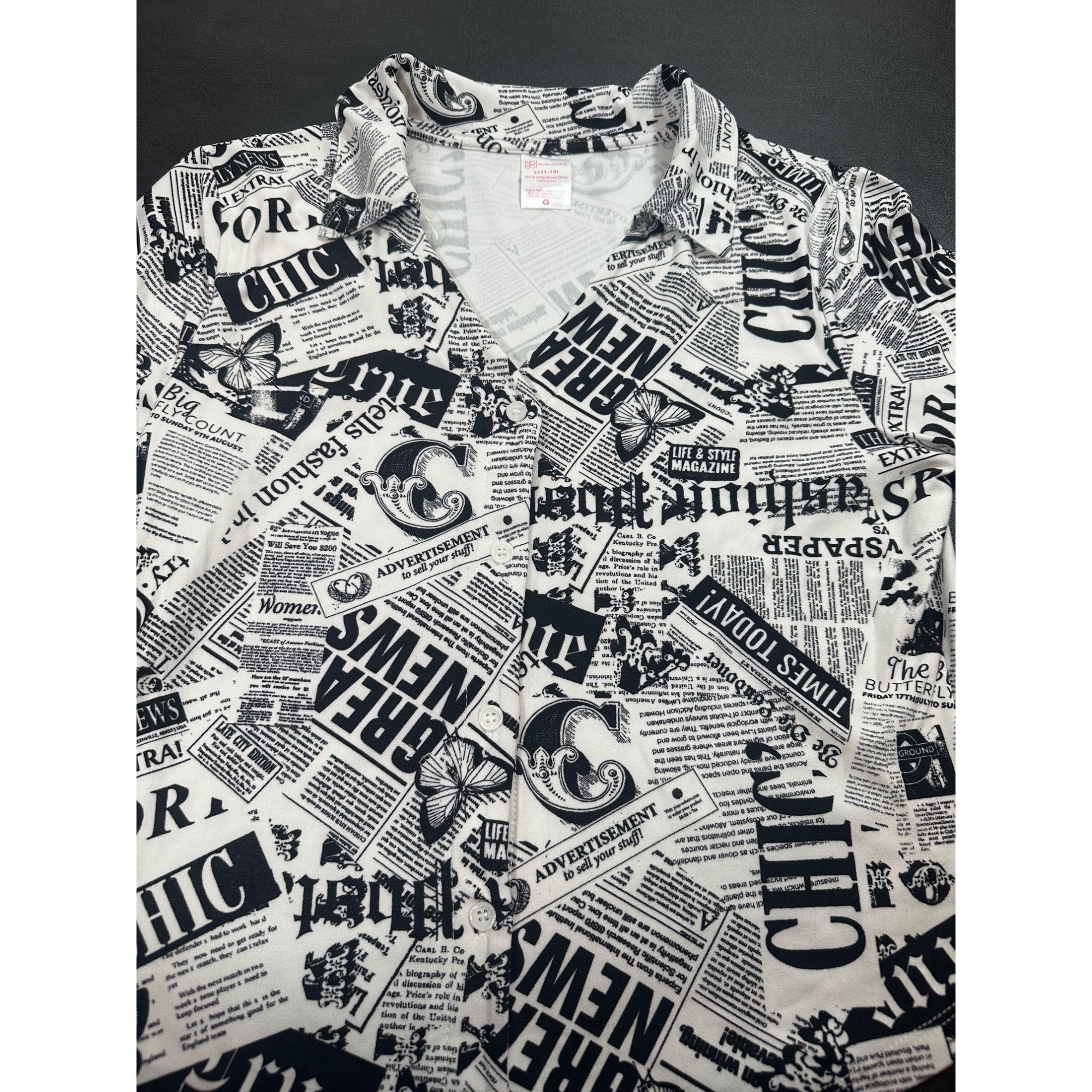 Other No Boundaries Newspaper Print Blouse Collar T Button Up Size Size L / US 10 / IT 46 - 4 Thumbnail