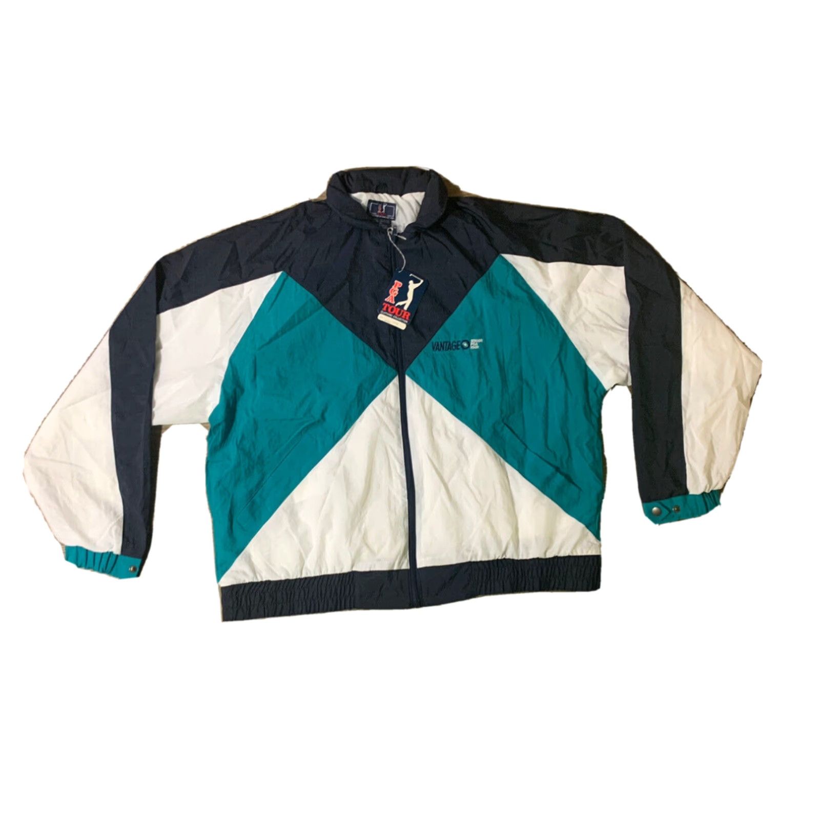 VINTAGE PGA Tour 90s Color Block Windbreaker Hooded Golf Jacket