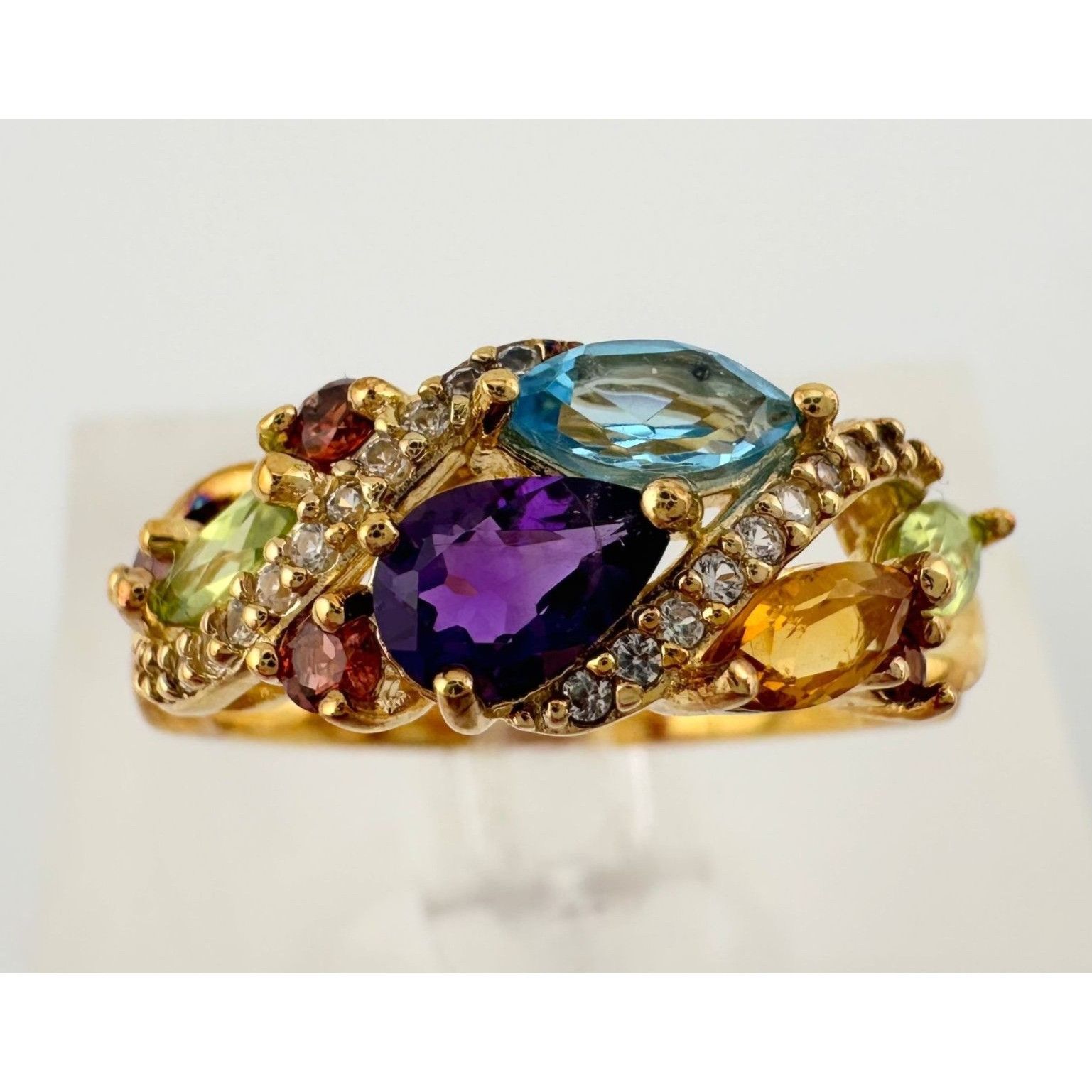 Other Colorful Gemstone Bouquet Ring in Sterling Silver Goldplate Size ONE SIZE - 1 Thumbnail