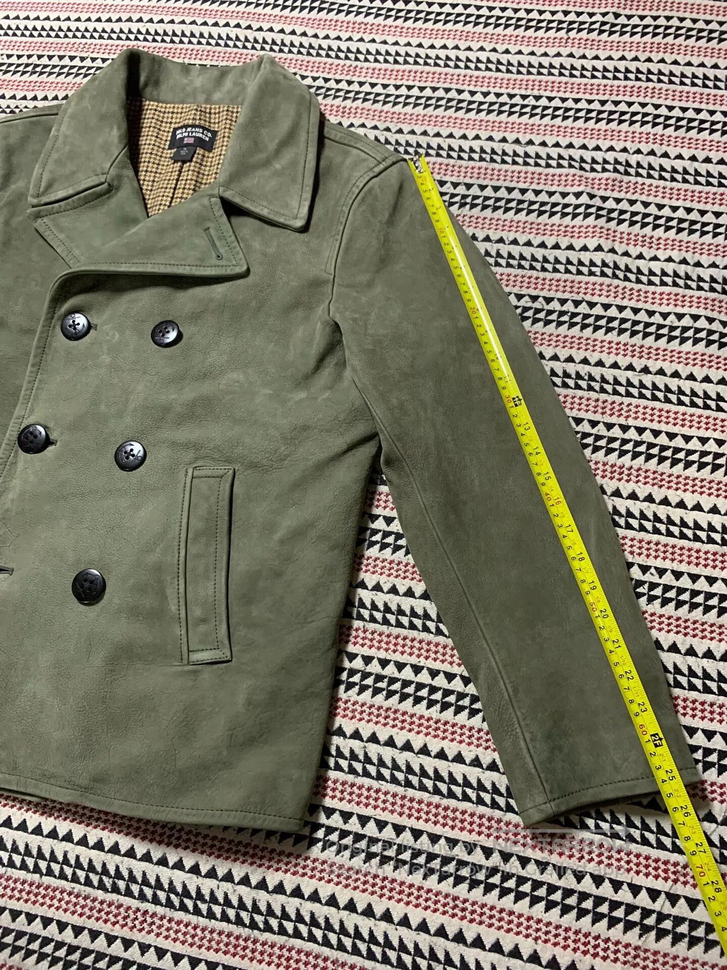 Vintage green peacoat jacket with wool lining. Size US XL / EU 56 / 4 - 7 Thumbnail