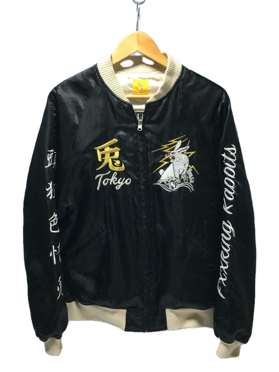 Jacket Sukajan Nylon Zip Up Embroidered design Black