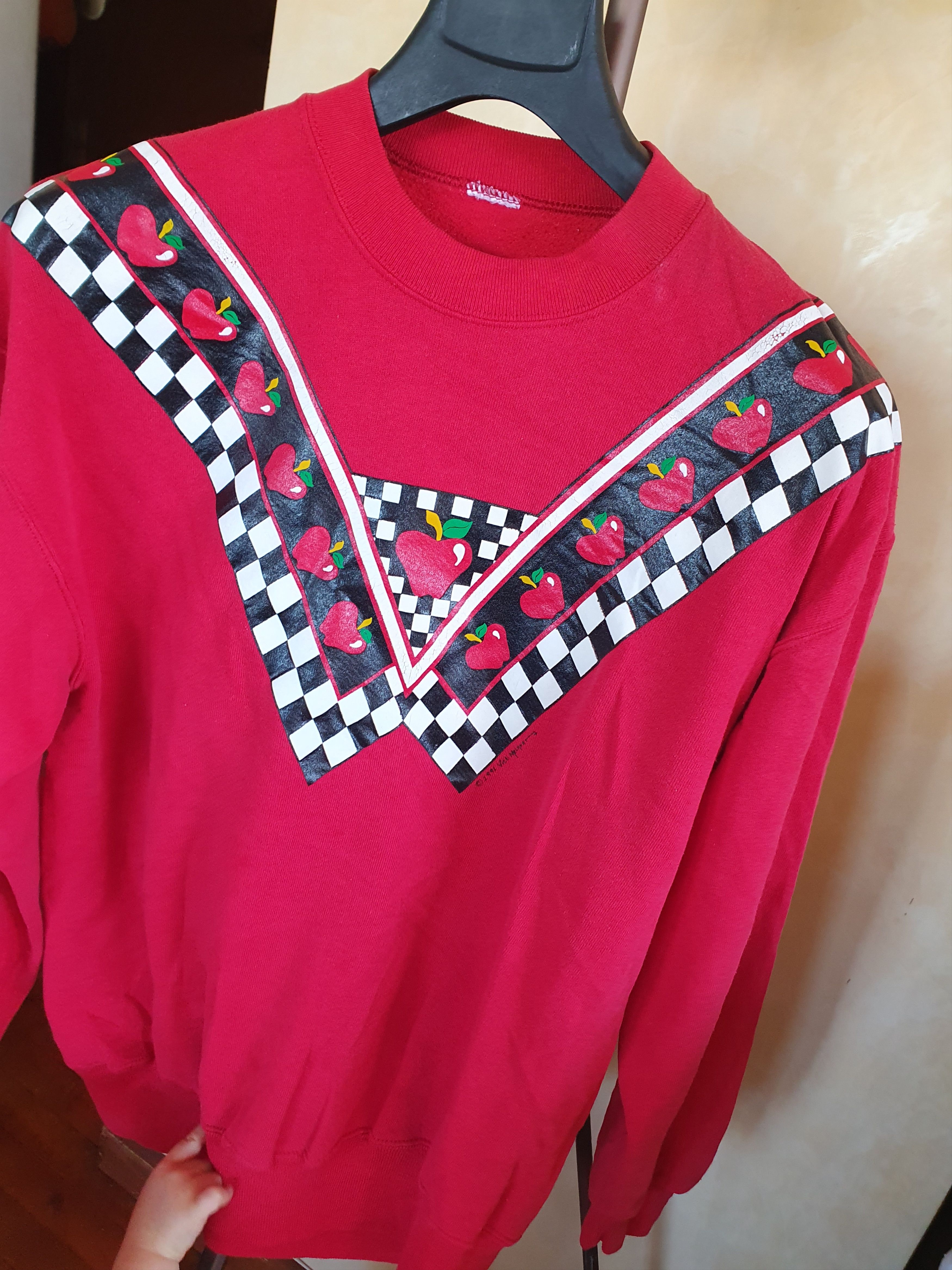 Vintage Vicki Melhart Vtg 1991 Sweatshirt Apple Checkered Retro sz M Size US M / EU 48-50 / 2 - 5 Thumbnail