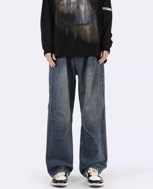 Japanese Brand Men's wide-leg loose straight America street patchwork jeans Size US 32 / EU 48 - 1 Thumbnail
