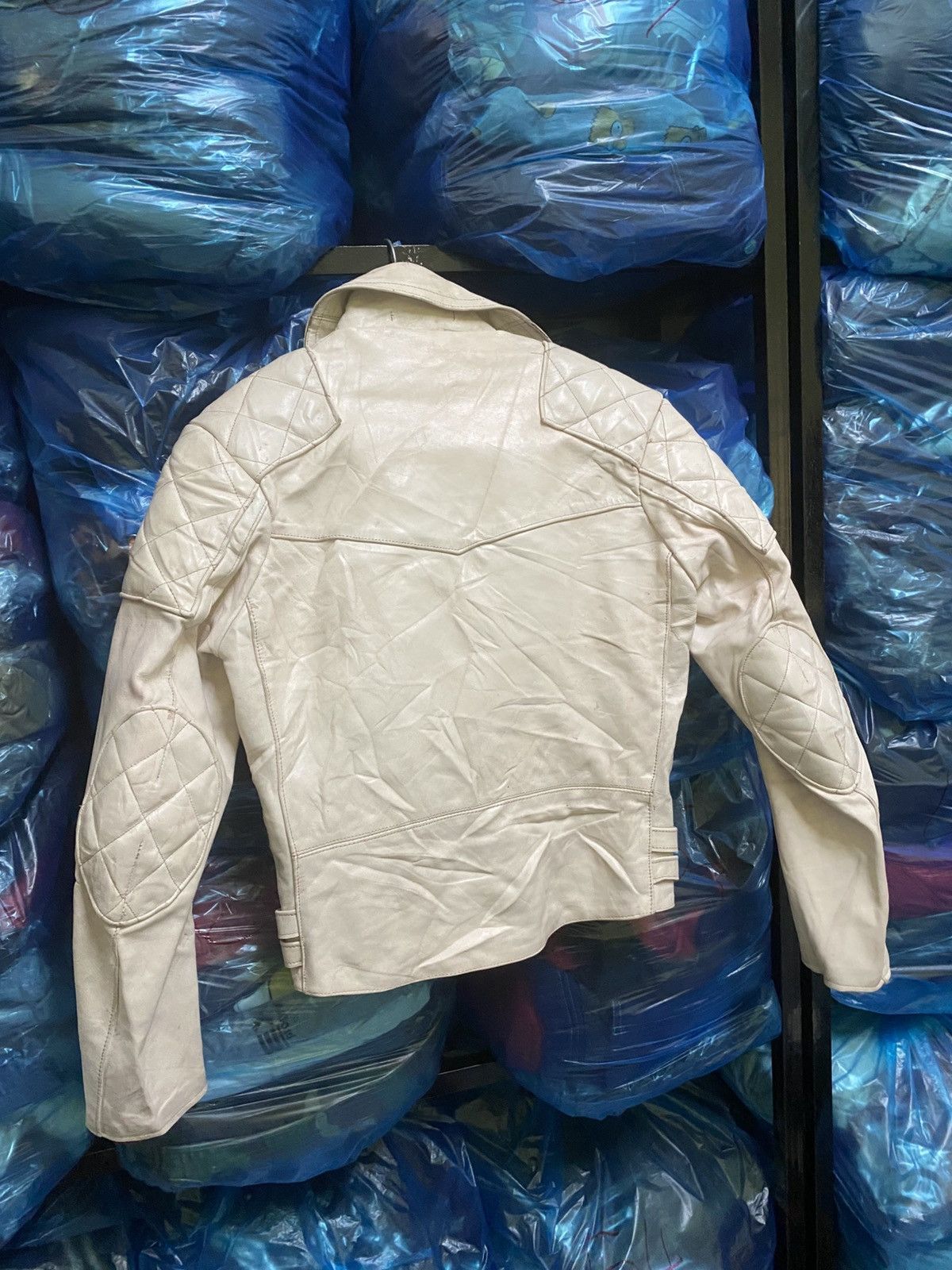 Genuine Leather Vintage Triple Six UK White Leather Biker Jacket - Size 32 Size US XS / EU 42 / 0 - 18 Thumbnail