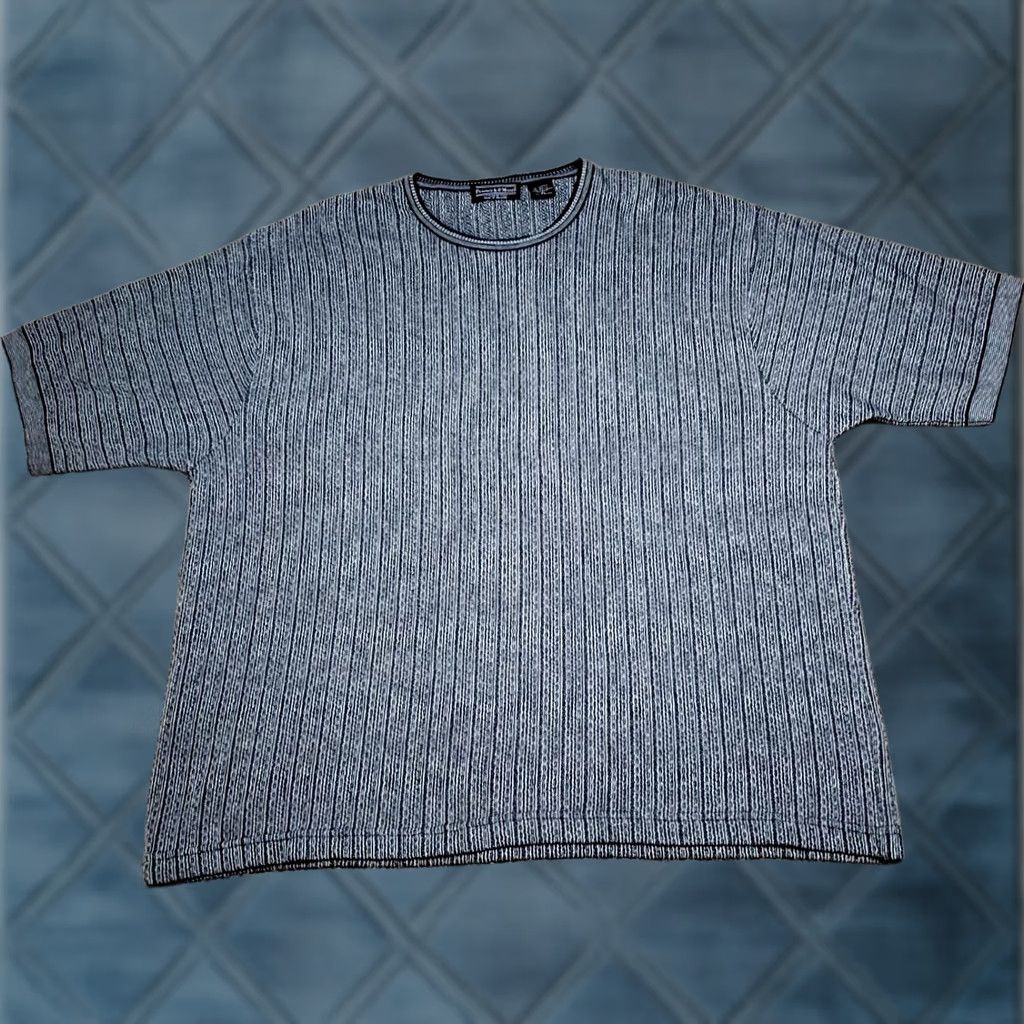 Vintage Preswick & Moore Knit Shirt XL Mens Blue Striped Short Sleeve Crew Neck 90s Classic Designer Size US XL / EU 56 / 4 - 1 Thumbnail