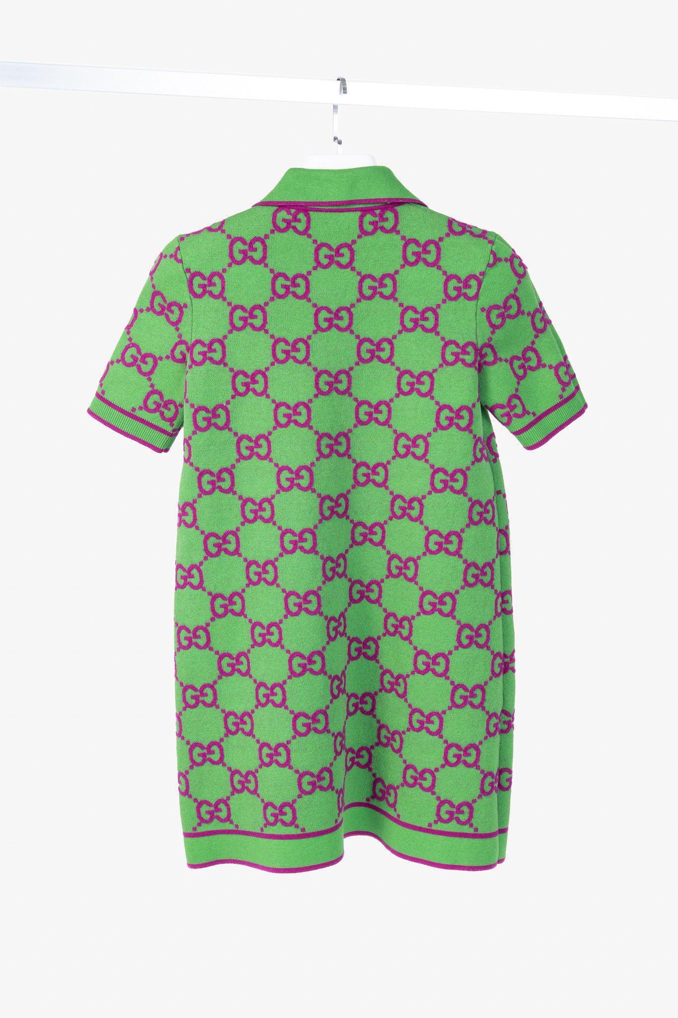 Gucci Gucci Green & Purple GG Monogram-Jacquard Polo Mini Dress Size M / US 6-8 / IT 42-44 - 2 Thumbnail