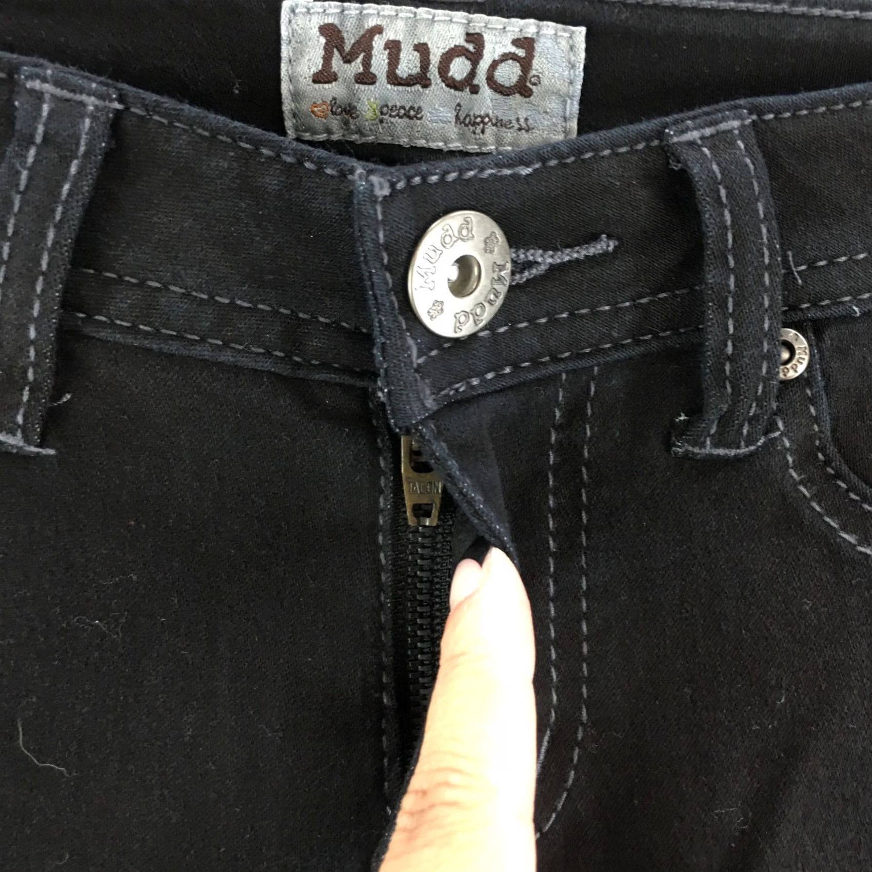 Vintage Mudd Love Peace Happiness Skinny Jeans Womens 5 Black Denim Low Rise Button Zip Size 27" / US 4 / IT 40 - 4 Thumbnail
