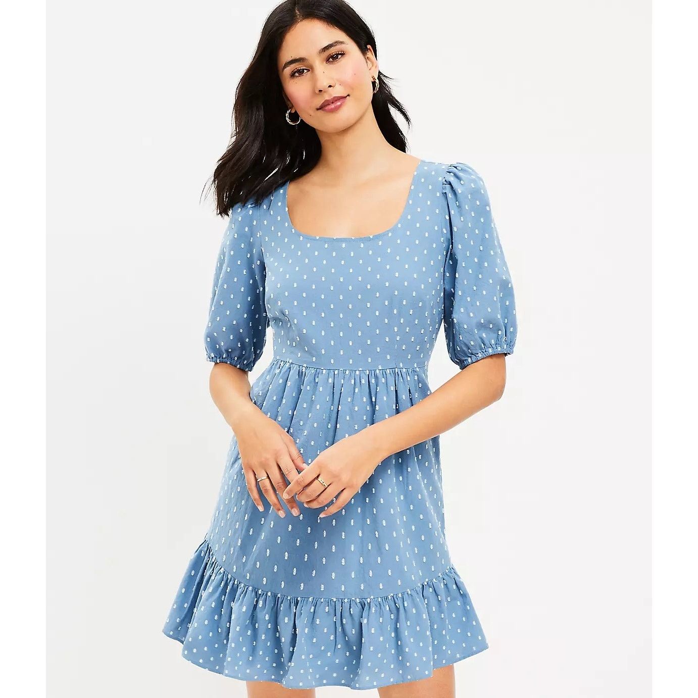 Loft Loft Poolside Blue Swiss Dot Tie Back Flounce Swing Dress Size XS / US 0-2 / IT 36-38 - 10 Thumbnail