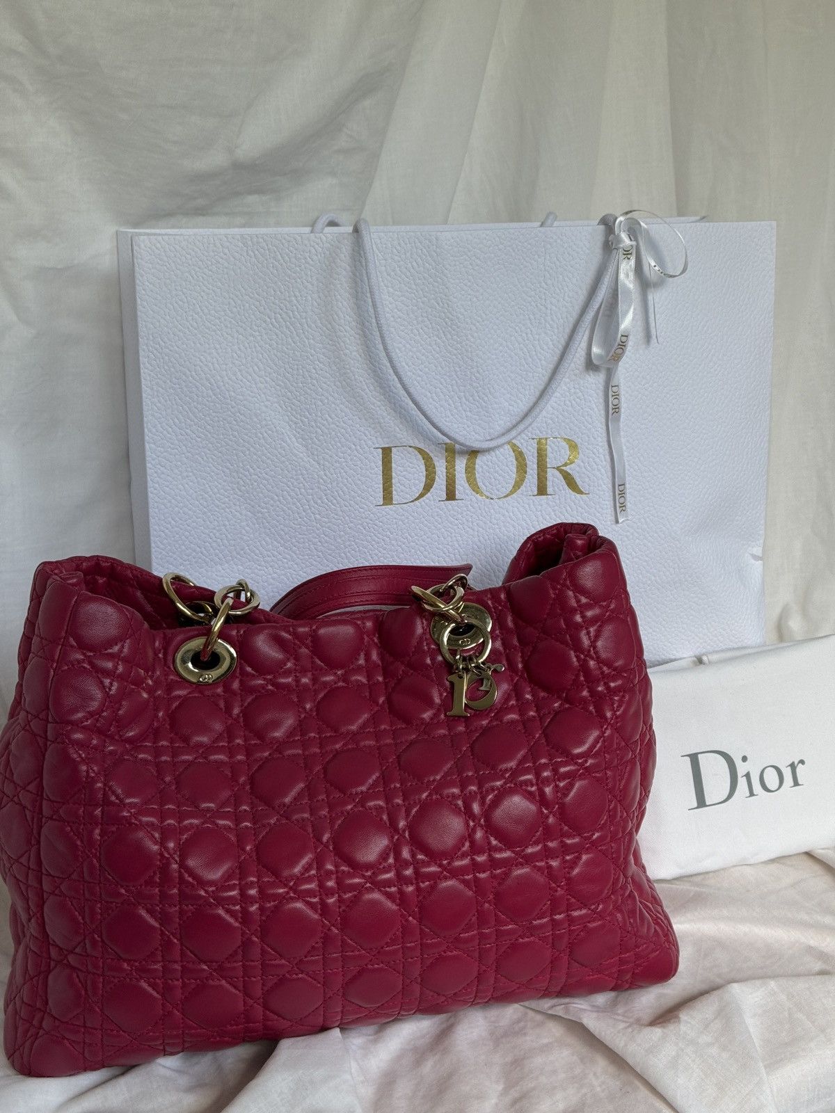 Dior Christian Dior Soft Cannage Lady Dior Shopping Tote Bag Size ONE SIZE - 1 Thumbnail