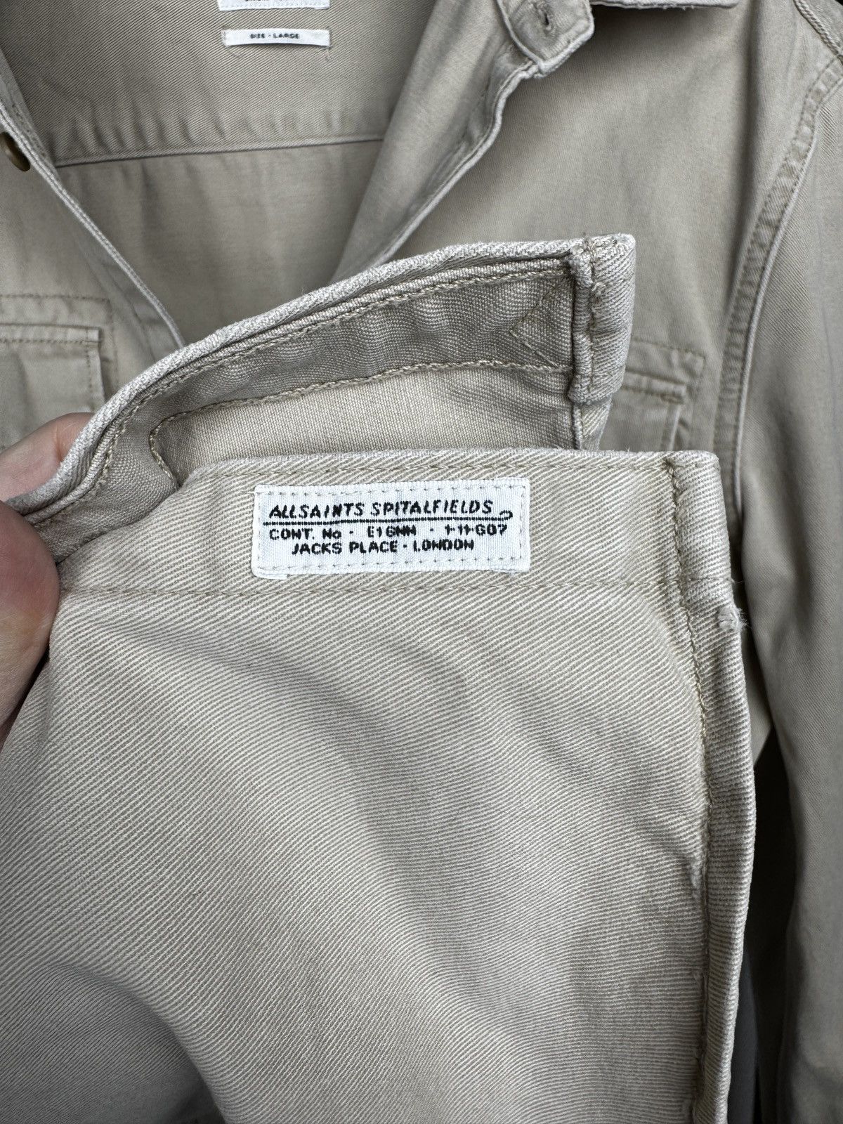 Allsaints Allsaints Spitalfields Cotton Beige Button Up Convoy Shirt L Size US L / EU 52-54 / 3 - 8 Thumbnail