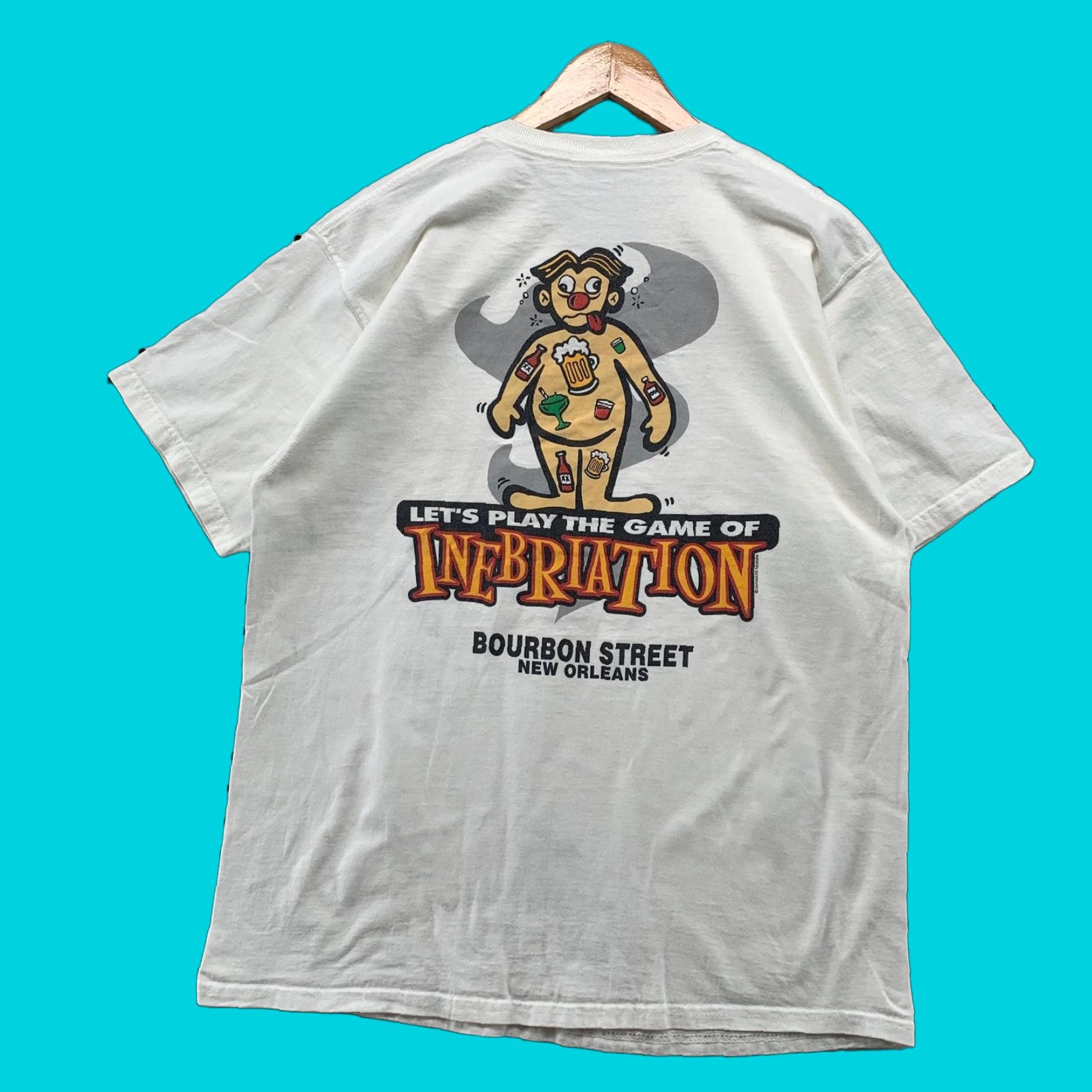 VINTAGE Funny Beer Drunk Shirt Mens Large White Operation Parody INEBRIATION Shirt Mens Large White Beer Funny Vintage Operation Parody INEBRIATION