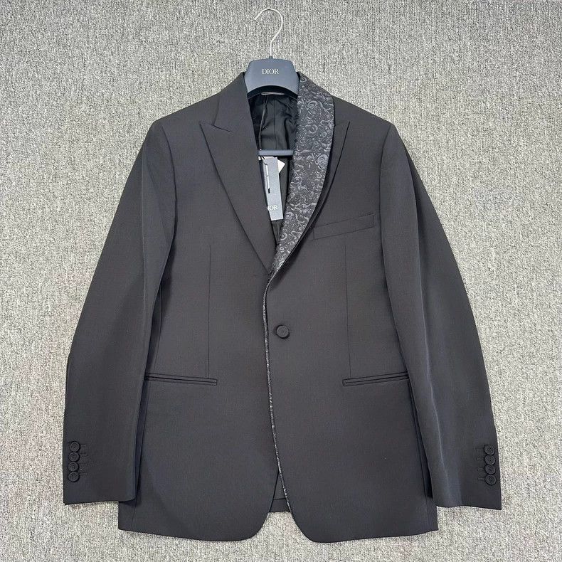 Dior Dior Green fruit collar dark pattern jacquad dress suit Size 48R - 1 Thumbnail