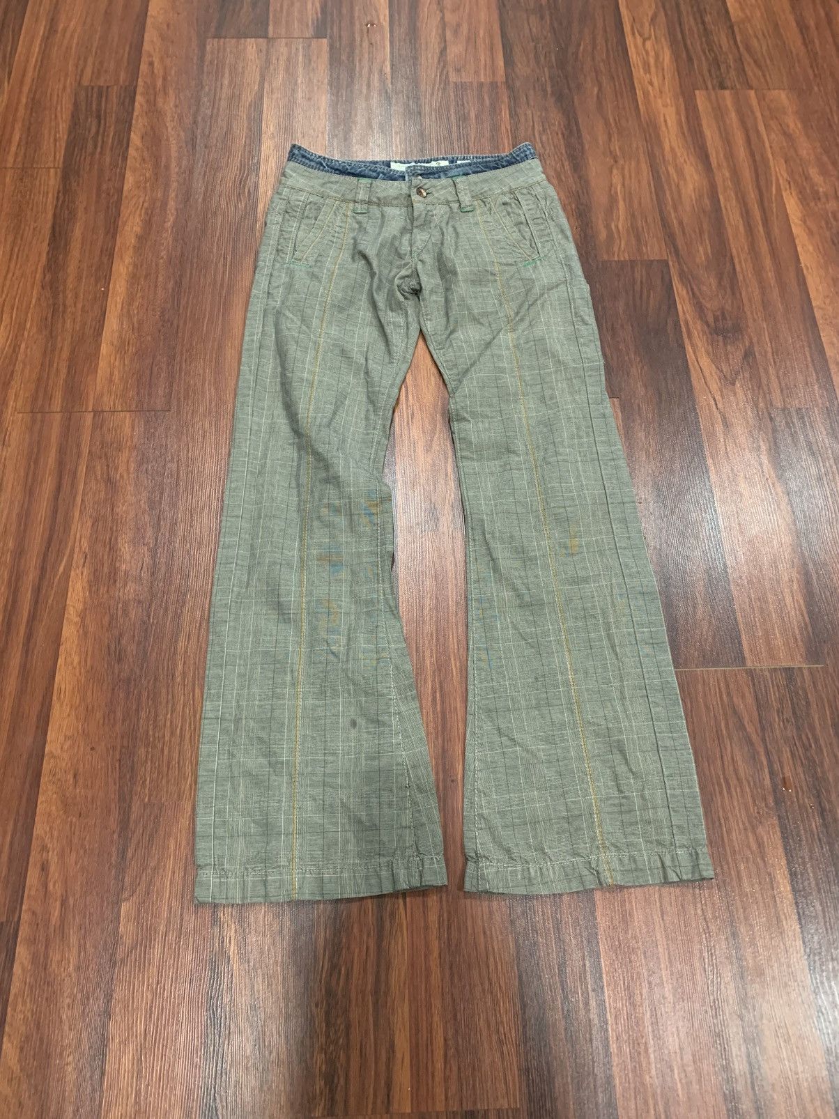 If Six Was Nine Three Dots Flared Checkered Pants Size 30" / US 8 / IT 44 - 2 Thumbnail