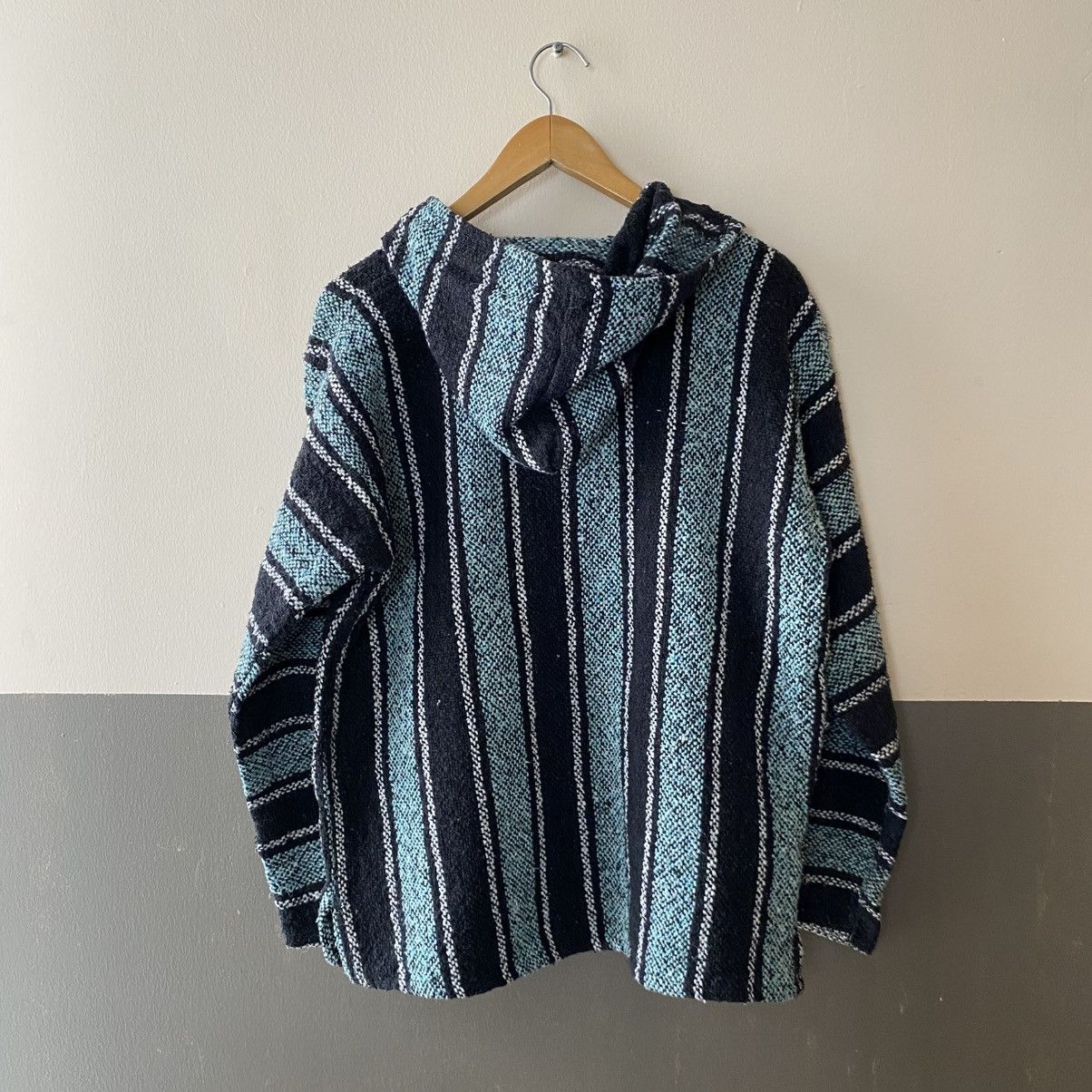 Vintage Black and Turquoise Striped Baja Hoodie Size US S / EU 44-46 / 1 - 2 Thumbnail