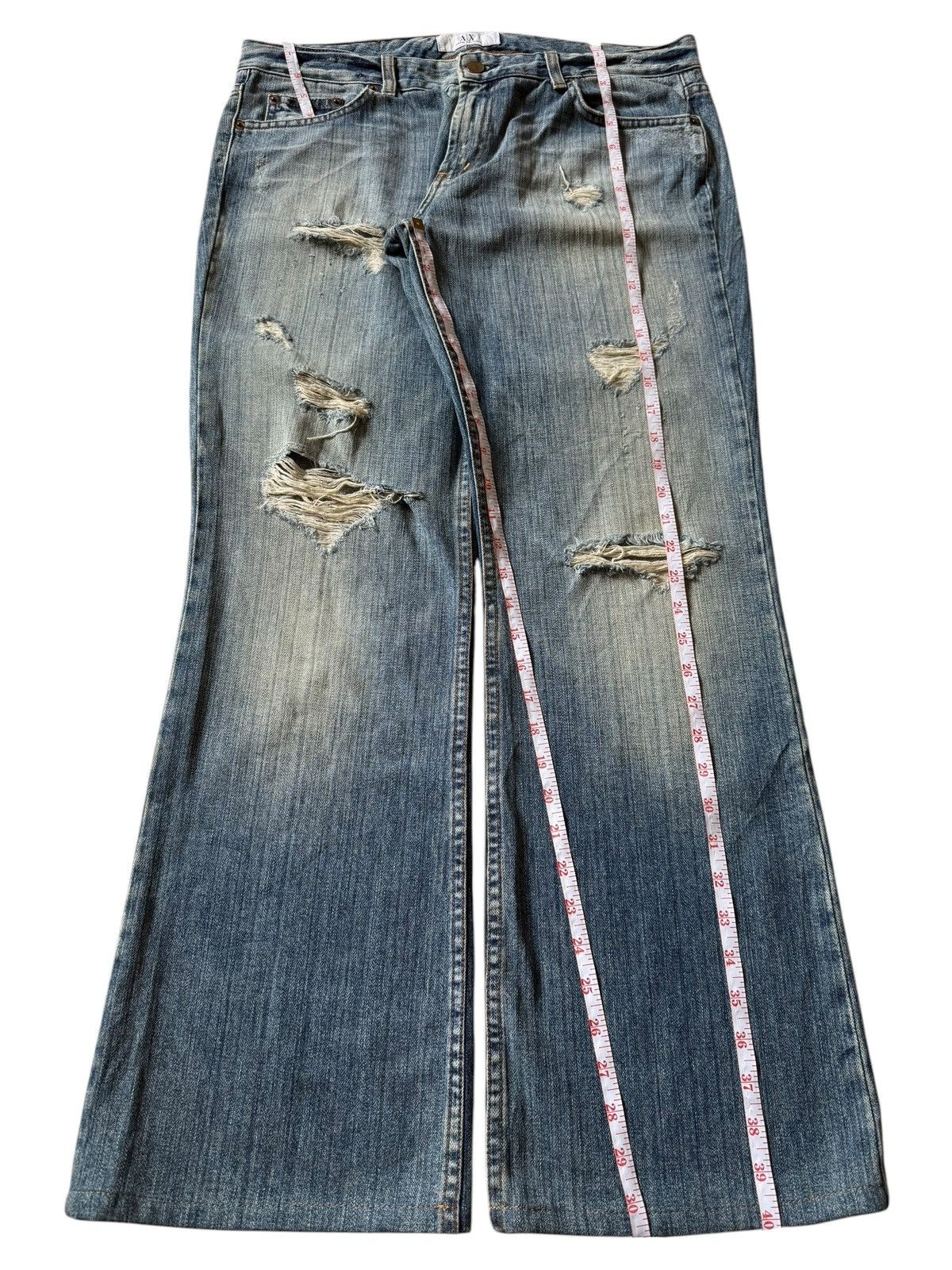 Armani Exchange Vintage Armani Exchange Distressed Flare Jeans Size 34" / US 12 / IT 48 - 7 Thumbnail