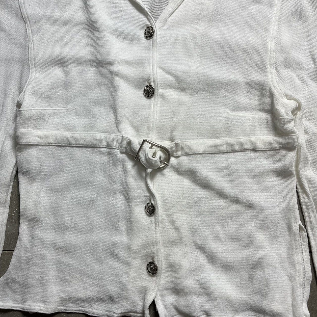 Versace Versace white knit long sleeve cardigan belt Size M / US 6-8 / IT 42-44 - 3 Thumbnail