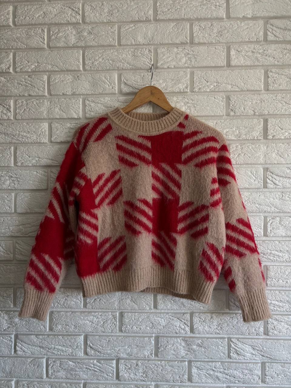 Sandro Sandro Ginn Checked Jacquard Sweater in Red RRP~380$ Size S / US 4 / IT 40 - 1 Thumbnail