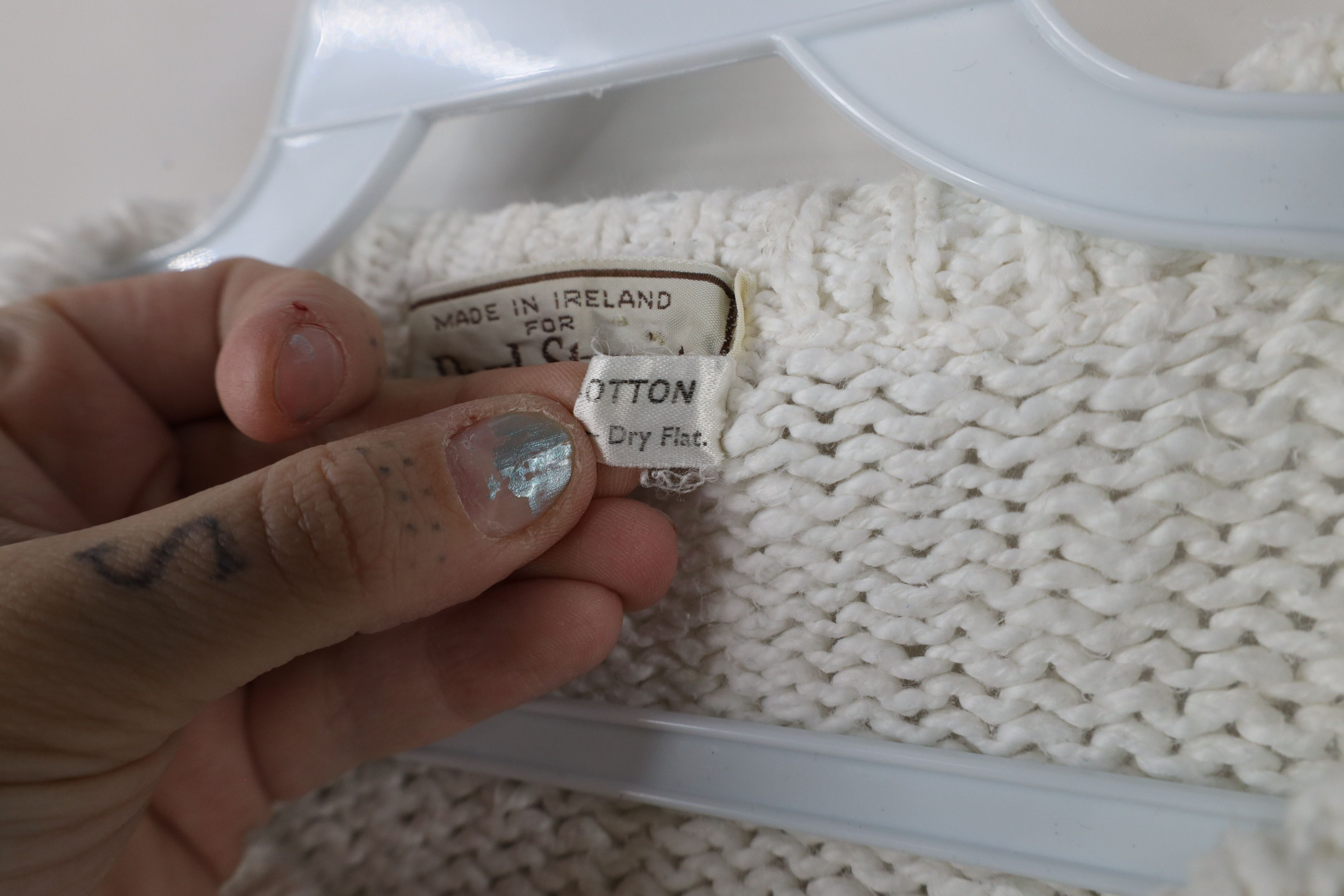 Paul Stuart × Vintage Vintage 90s Paul Stewart Cotton Knit Sweater White Ireland Size US M / EU 48-50 / 2 - 5 Thumbnail