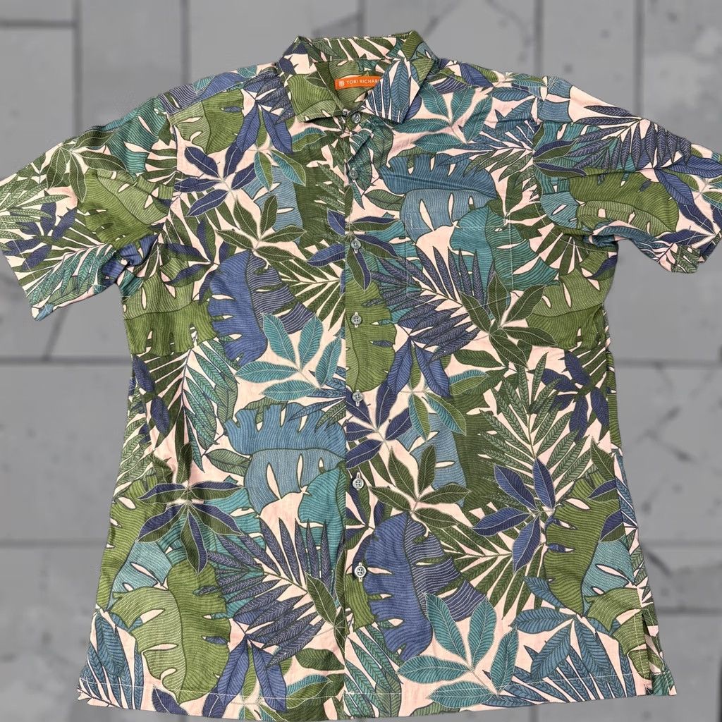 Tori Richard Tori Richard Shirt Mens M Multicolor Leaf Hawaiian Short Sleeve Button Up Size US M / EU 48-50 / 2 - 1 Thumbnail
