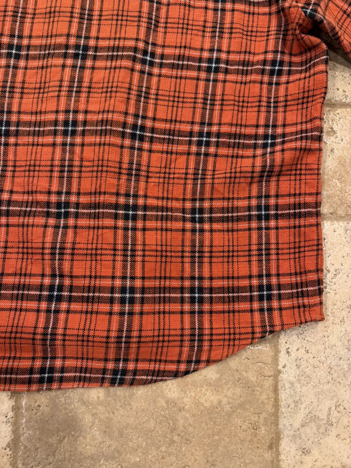 Celine Celine Hedi Slimane FW23 Orange/Red Flannel Button Up Shirt Size US XL / EU 56 / 4 - 11 Thumbnail