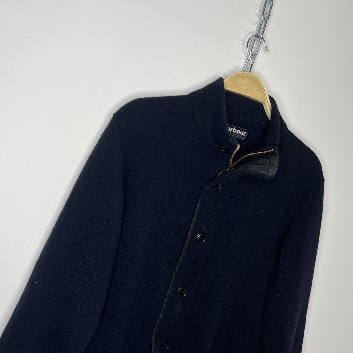 Barbour Barbour Wool Knit Cardigan Button Up Zip Navy Jacket Size US L / EU 52-54 / 3 - 3 Thumbnail