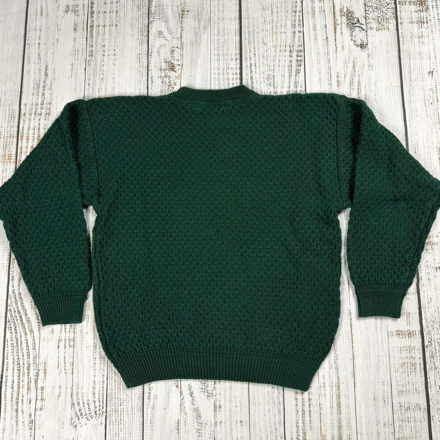 Vintage VINTAGE BASIX TEXTURED SWEATER PULLOVER LARGE BRITISH RACING GREEN 90s MENS Size US L / EU 52-54 / 3 - 5 Thumbnail