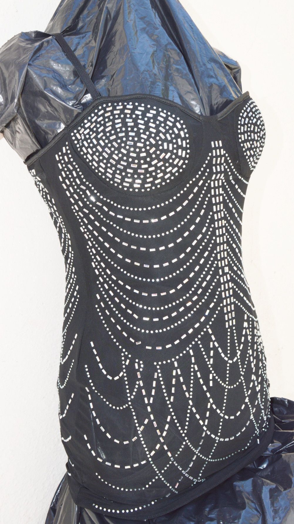 Other MINIDRESS SEQUIN/GLITTER SILVER BLACK STRAPS SUPER STRETCH Size M / US 6-8 / IT 42-44 - 6 Thumbnail