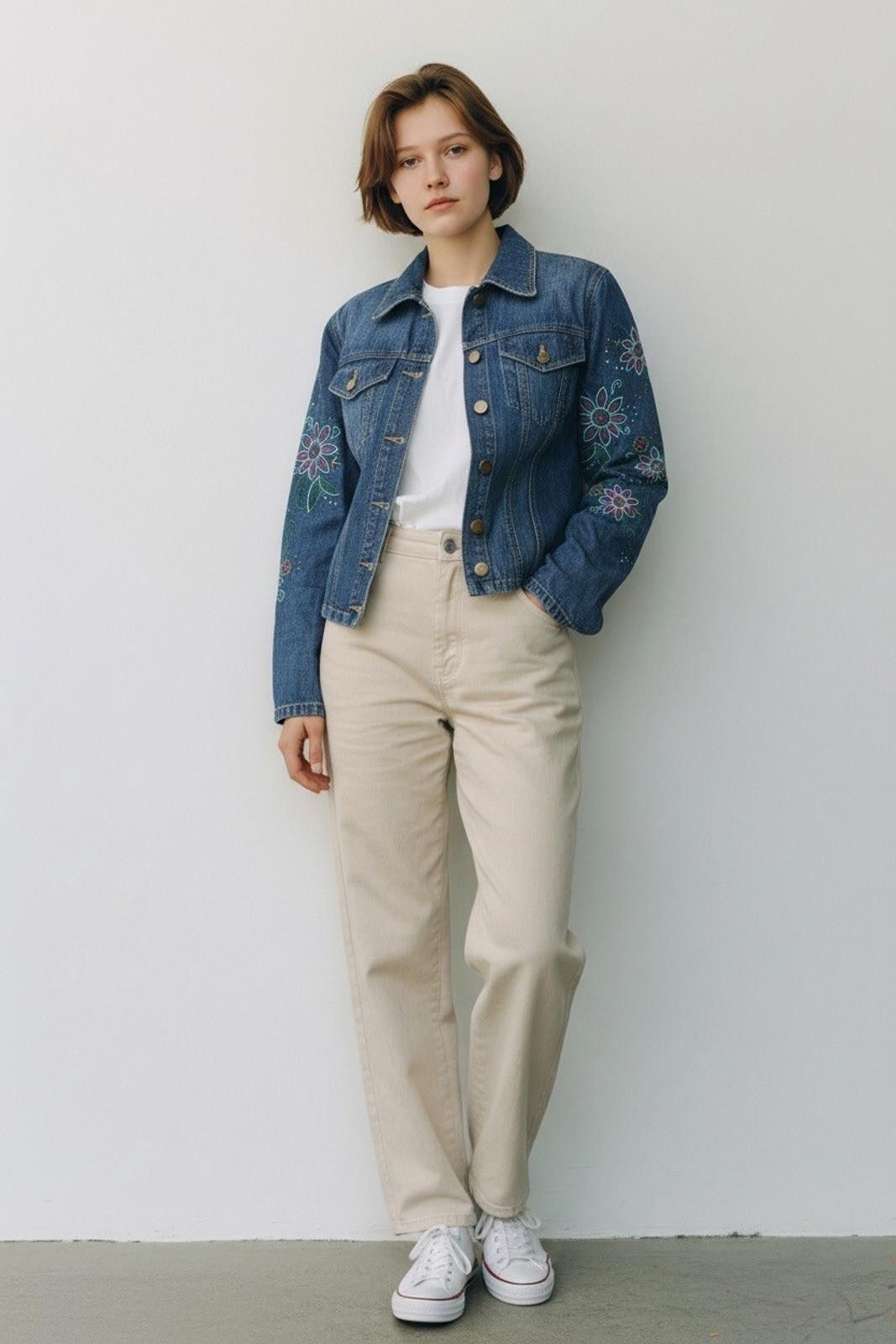 Other Bandolino Denim Jacket Womens 8 Embroidered Fitted Blue Size M / US 6-8 / IT 42-44 - 9 Thumbnail