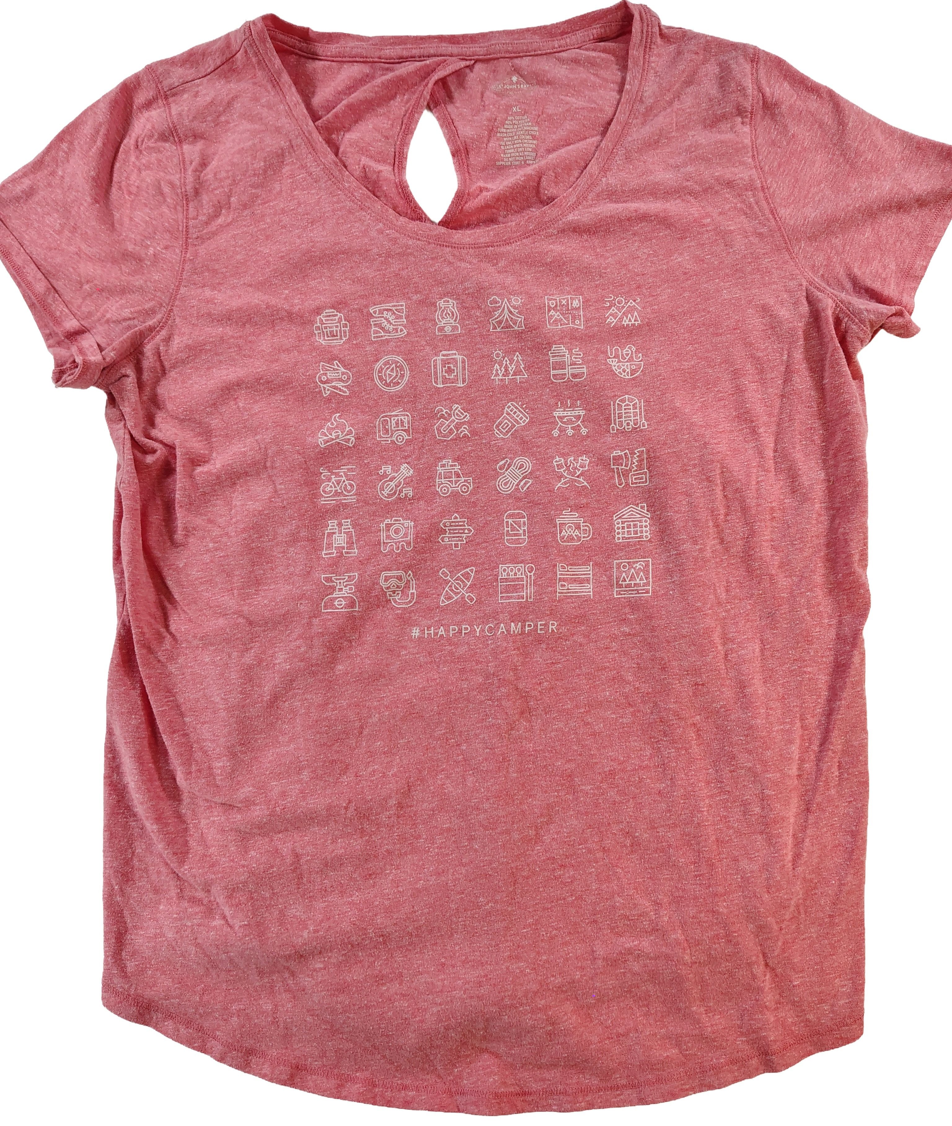 St. Johns Bay Women's Pink XL St. Johns Bay Active #Happy Camper T-Shirt Size XL / US 12-14 / IT 48-50 - 1 Thumbnail