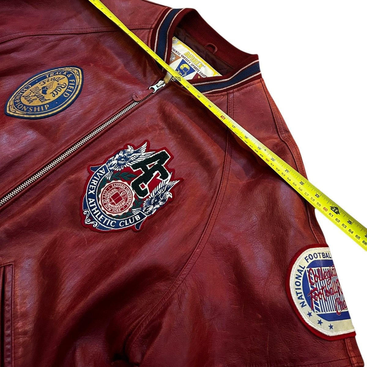 Avirex 90s Avirex Leather Varsity Bomber Jacket Mens XL Red Vintage Size US XL / EU 56 / 4 - 21 Thumbnail