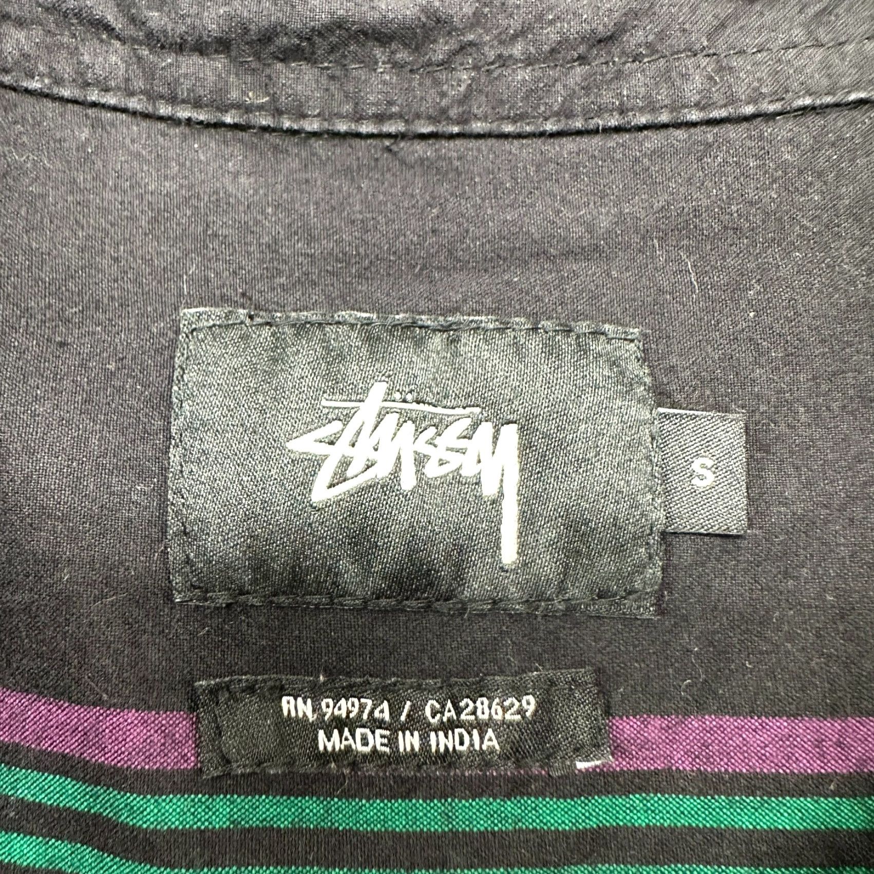 Pinko Stussy Shirt Mens Small Black Pink Green Long Sleeve Button Up Striped Cotton Size US S / EU 44-46 / 1 - 5 Thumbnail