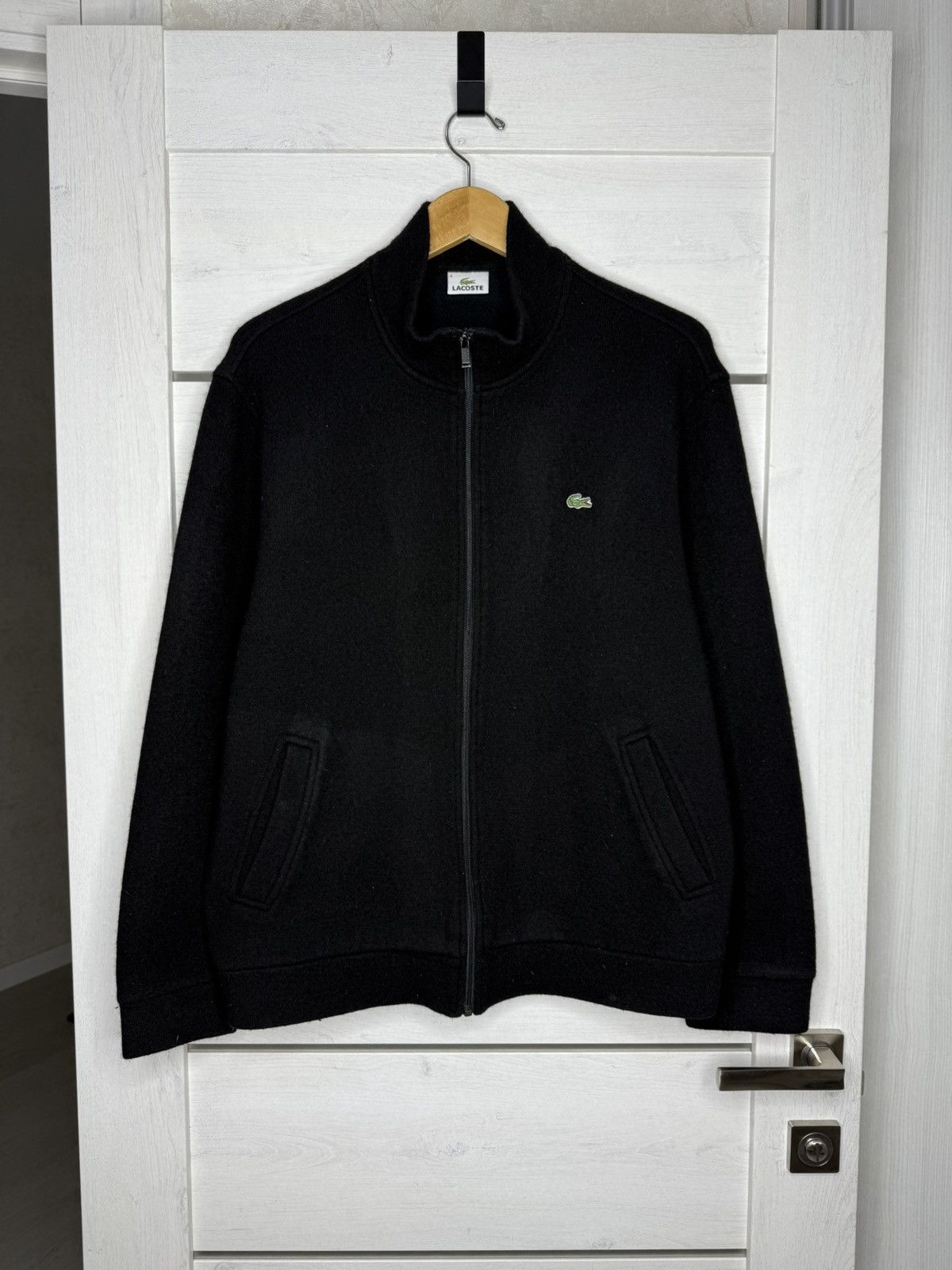 Lacoste Vintage Lacoste Wool Jacket Cardigan Black Old Money Y2K Size US XL / EU 56 / 4 - 8 Thumbnail