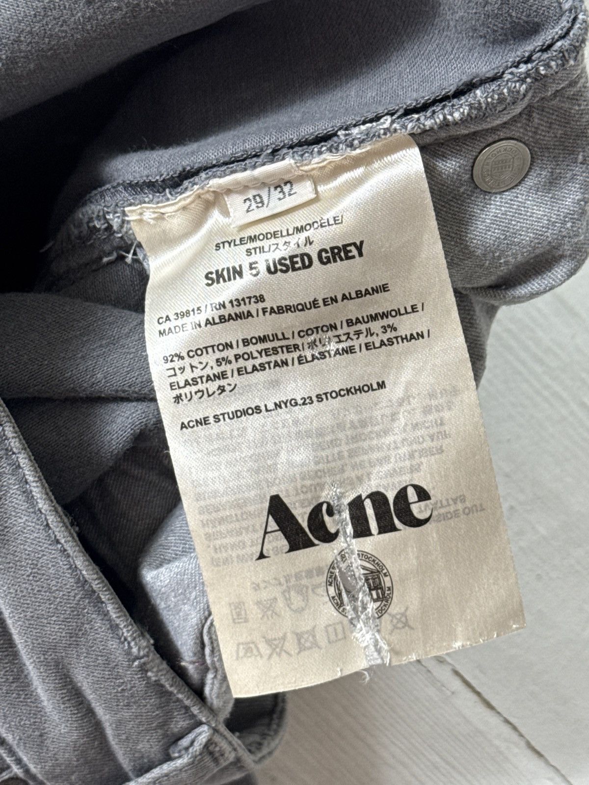 Acne Studios VINTAGE ACNE STUDIOS SKIN 5 USED GREY JEANS Size 29" - 8 Thumbnail