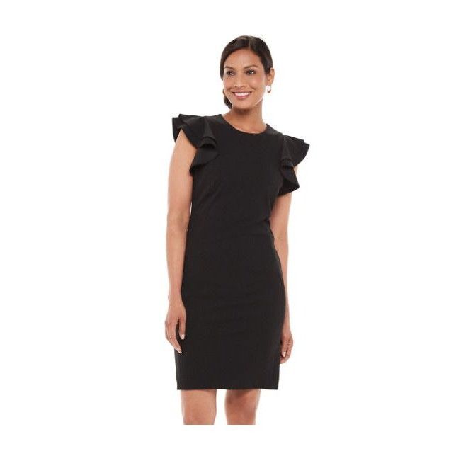 Chaps Elegant Chaps Sz 4 Black Sheath Dress with Flutter Sleeves f Size S / US 4 / IT 40 - 5 Thumbnail
