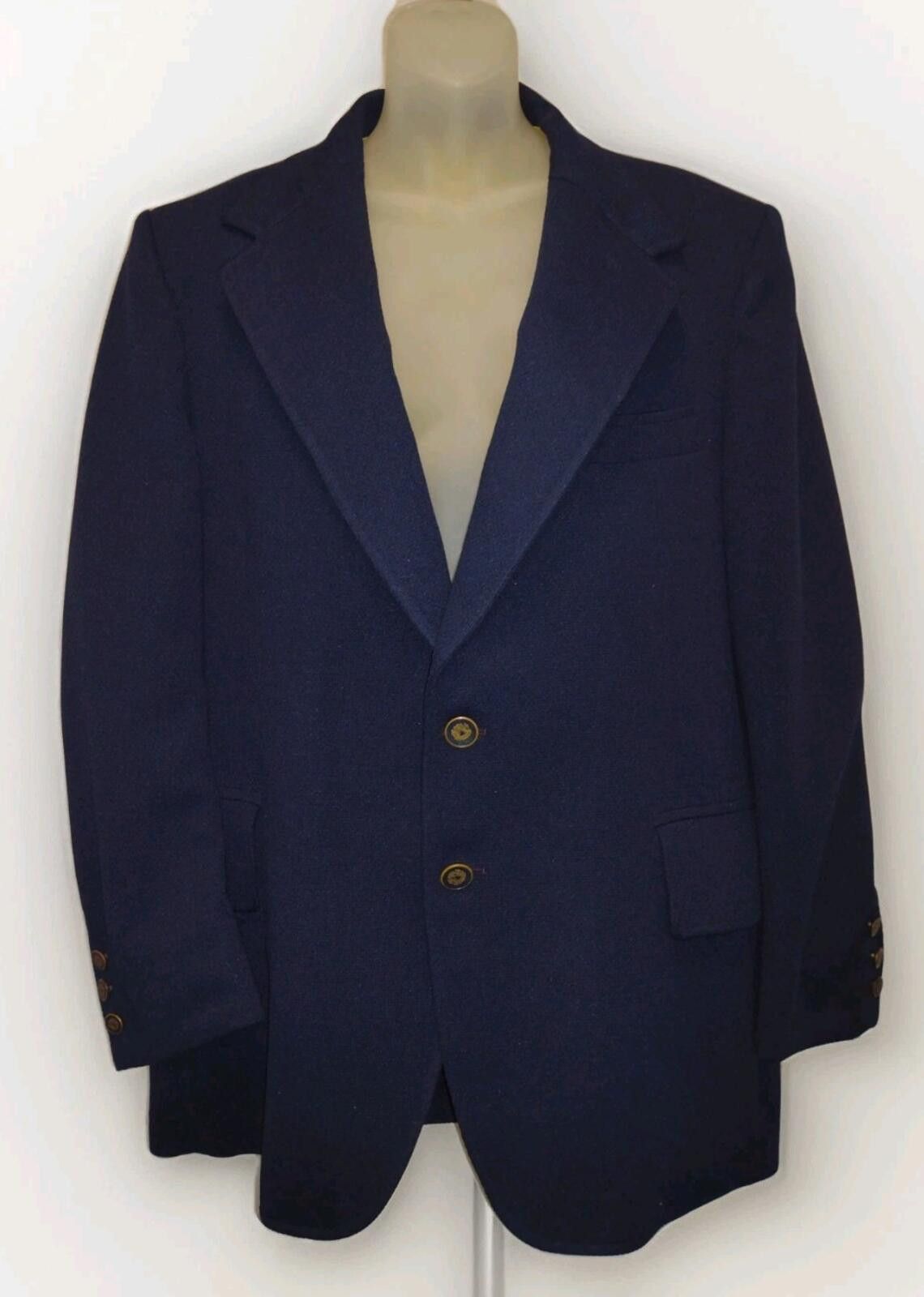 McGregor VTG 60s McGregor Navy Poly Blazer 2 Button Gold Crest 44R Size US M / EU 48-50 / 2 - 1 Thumbnail