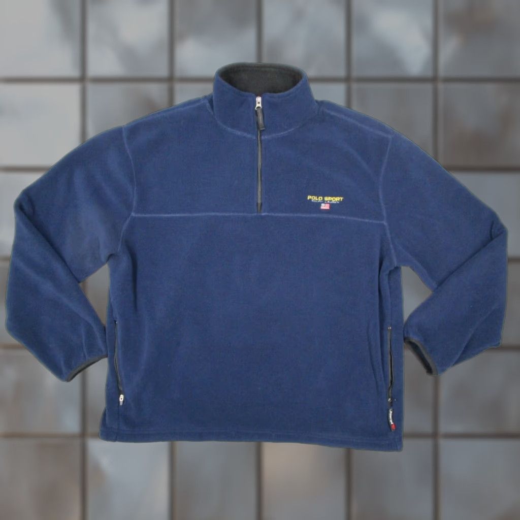 Vintage VINTAGE Polo Sport Ralph Lauren Jacket Men XL Blue Fleece Polartec Pullover 1/4 Zip Embroidered Pockets Logo 90s Outdoor Classic Sports Size US XL / EU 56 / 4 - 1 Thumbnail