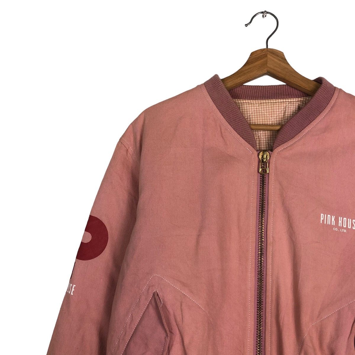 Japanese Brand 🔥Vintage Bomber Jacket Streetwear Pink House Big Logo Size US M / EU 48-50 / 2 - 8 Thumbnail