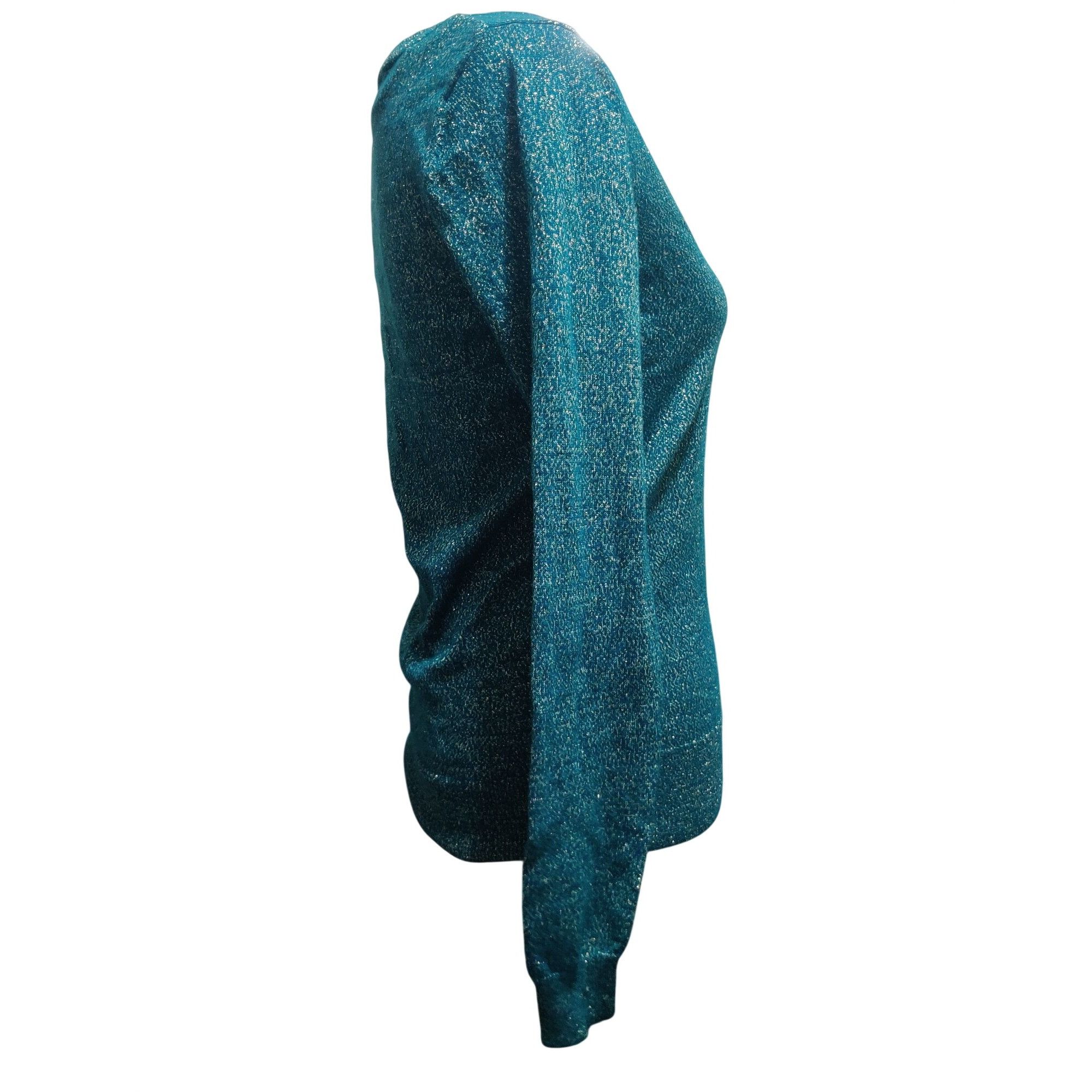 Mossimo Mossimo M Womens Green Gold Sweater Metallic V Neck Sparkle Size M / US 6-8 / IT 42-44 - 5 Thumbnail