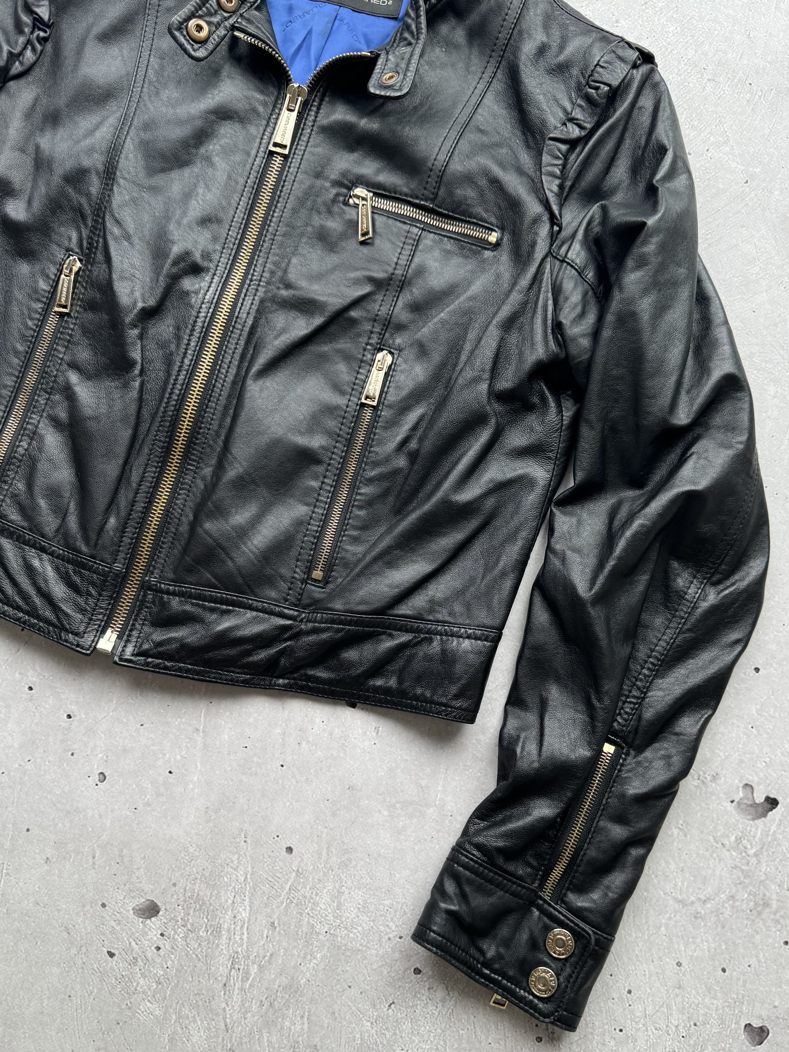 Dsquared2 × Genuine Leather × Vintage Dsquared2 Multi Zipped Lamb Leather Bomber Jacket Size M / US 6-8 / IT 42-44 - 3 Thumbnail