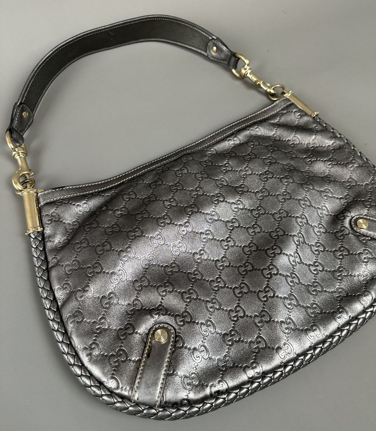Gucci Gucci - Britt Metallic Silver - Guccissima Shoulder Bag Size ONE SIZE - 10 Thumbnail