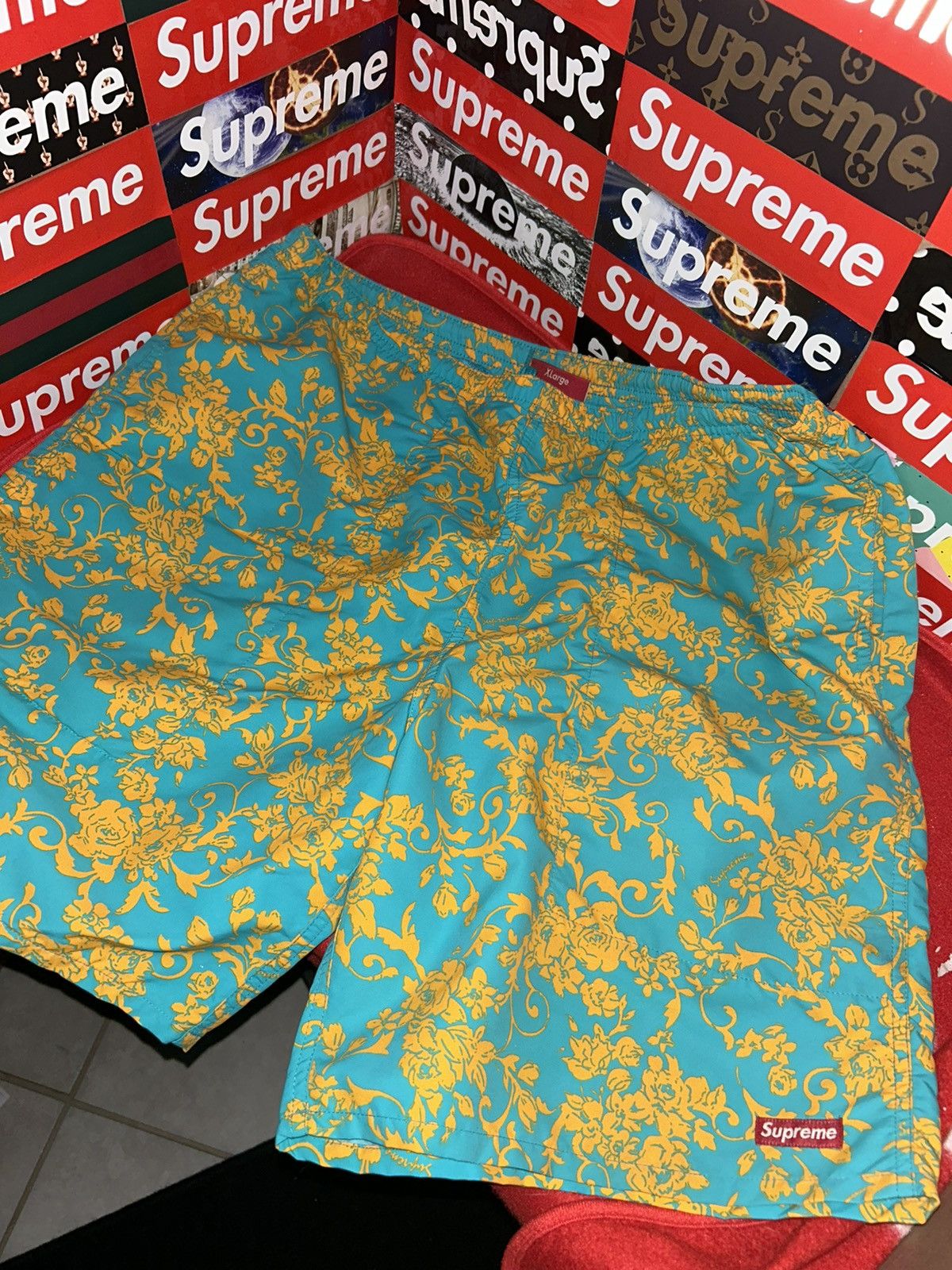 Supreme Supreme Nylon Water Shorts Teal Floral SS20 size XL NEW Size US 36 / EU 52 - 1 Thumbnail
