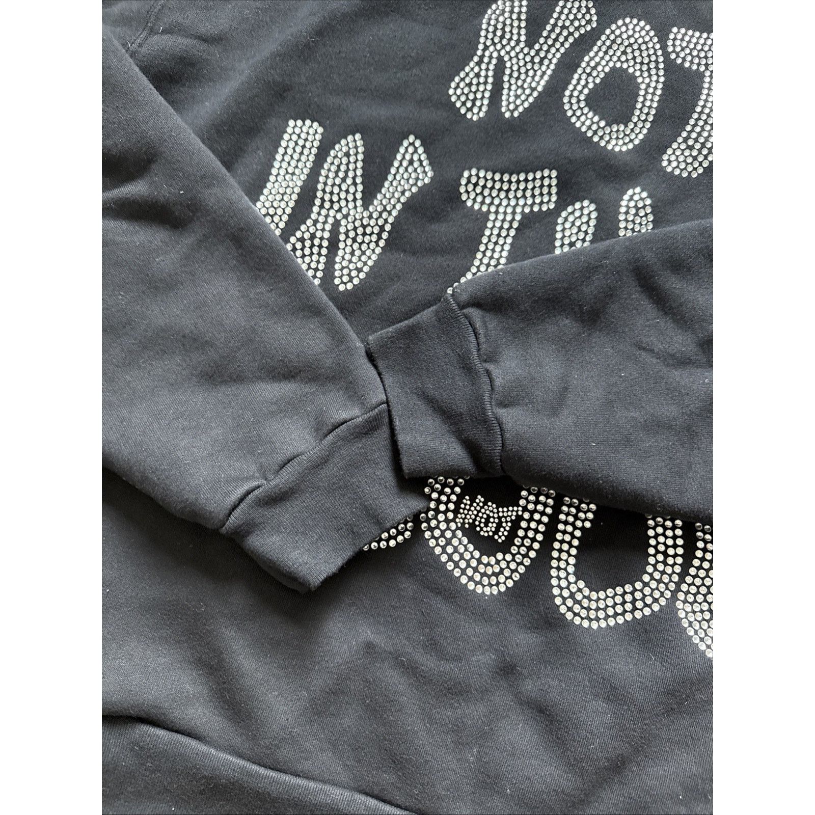 Other Mood Swings NOT IN THE MOOD RHINESTONE HOODIE Size L Size US L / EU 52-54 / 3 - 4 Thumbnail