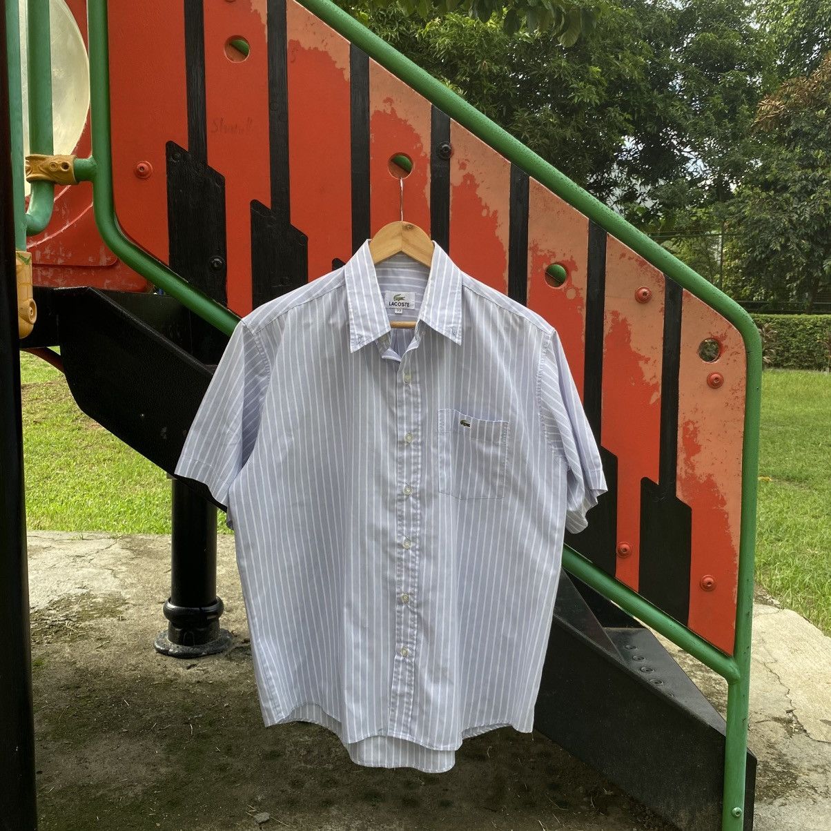 Lacoste × Other × Vintage Vintage Lacoste Blue Striped Short Sleeve 👕 Size US M / EU 48-50 / 2 - 2 Thumbnail