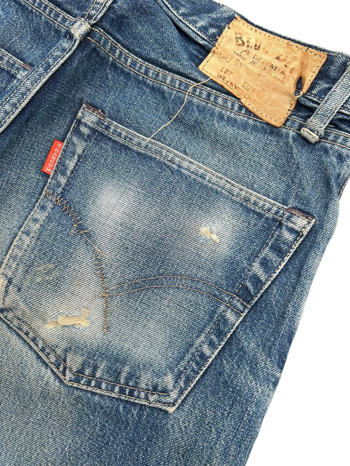 Japanese Brand × Kapital × Vintage HR.MARKET BLUE BLUE SELVEDGE Distressed Denim Jeans Size US 30 / EU 46 - 11 Thumbnail