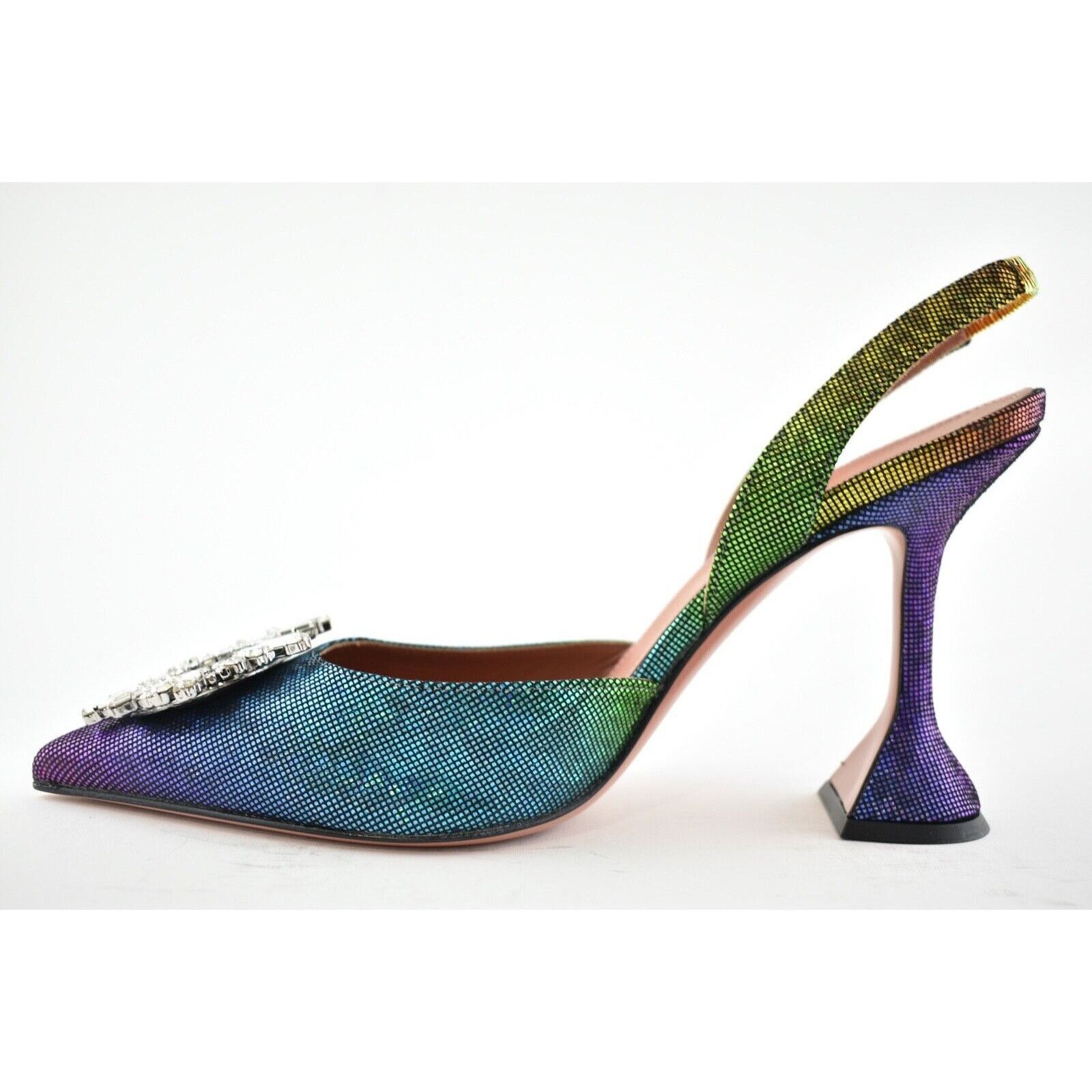Amina Muaddi Begum Sling Metl Slingback Sandal Heel Pump 41.5 Size US 11.5 / IT 41.5 - 6 Thumbnail